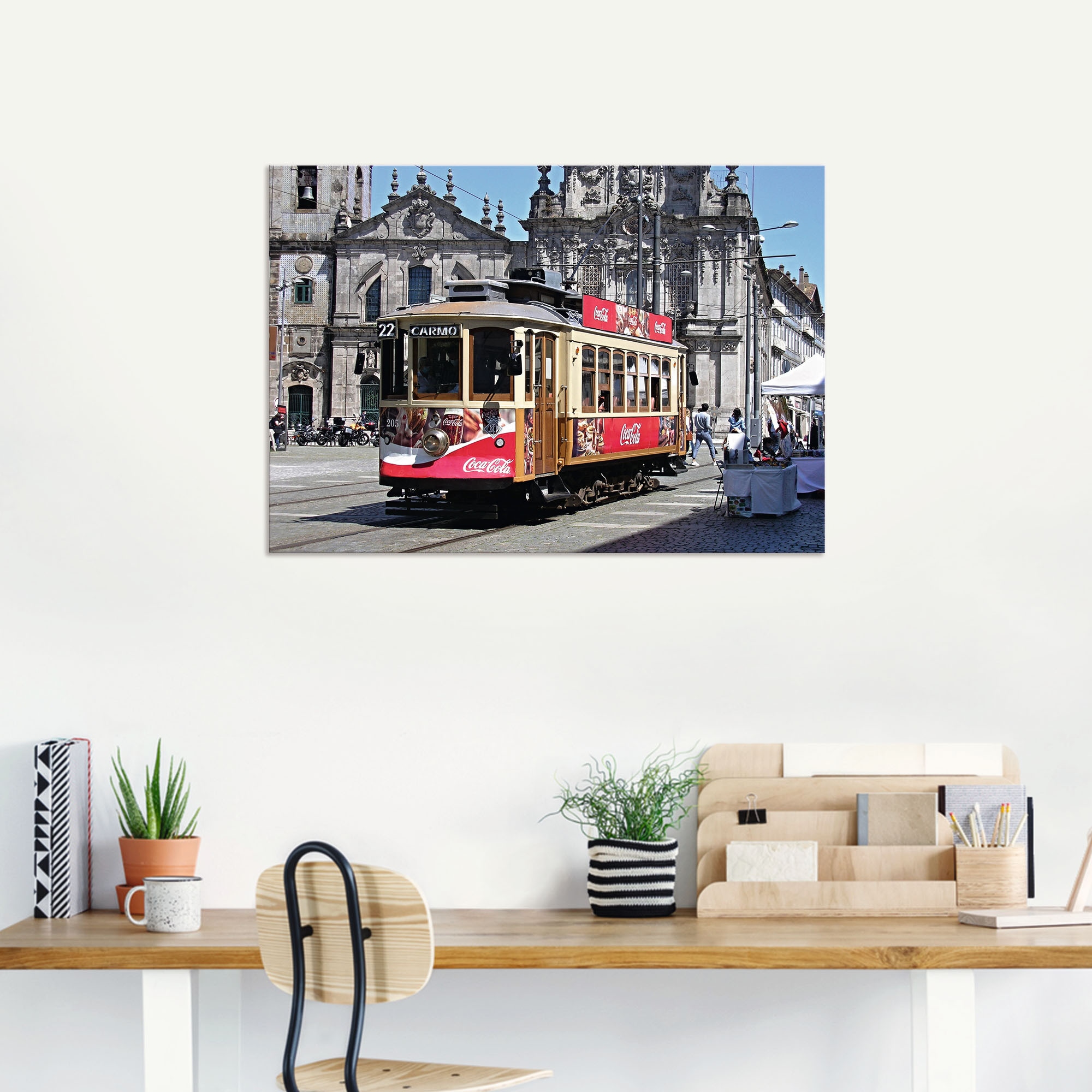 Artland Wandbild »Historische Strassenbahn in Porto«, Zugbilder, (1 St.), als Alubild, Leinwandbild, Wandaufkleber oder Poster in versch. Größen