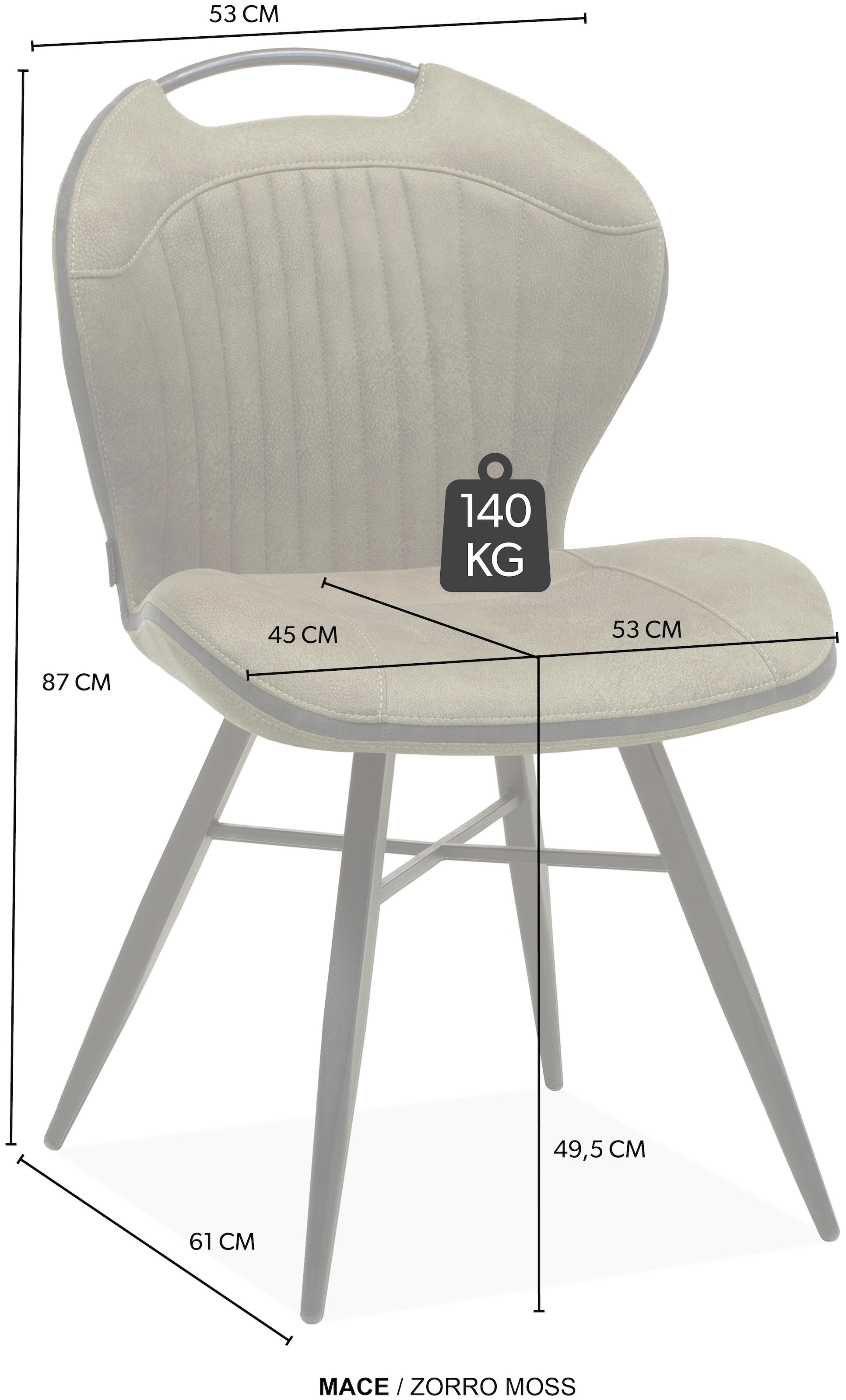 OMG Design Esszimmerstuhl »Mace« (Set) 1 Stk.Lederoptik, pflegeleicht, mit praktischem Griff