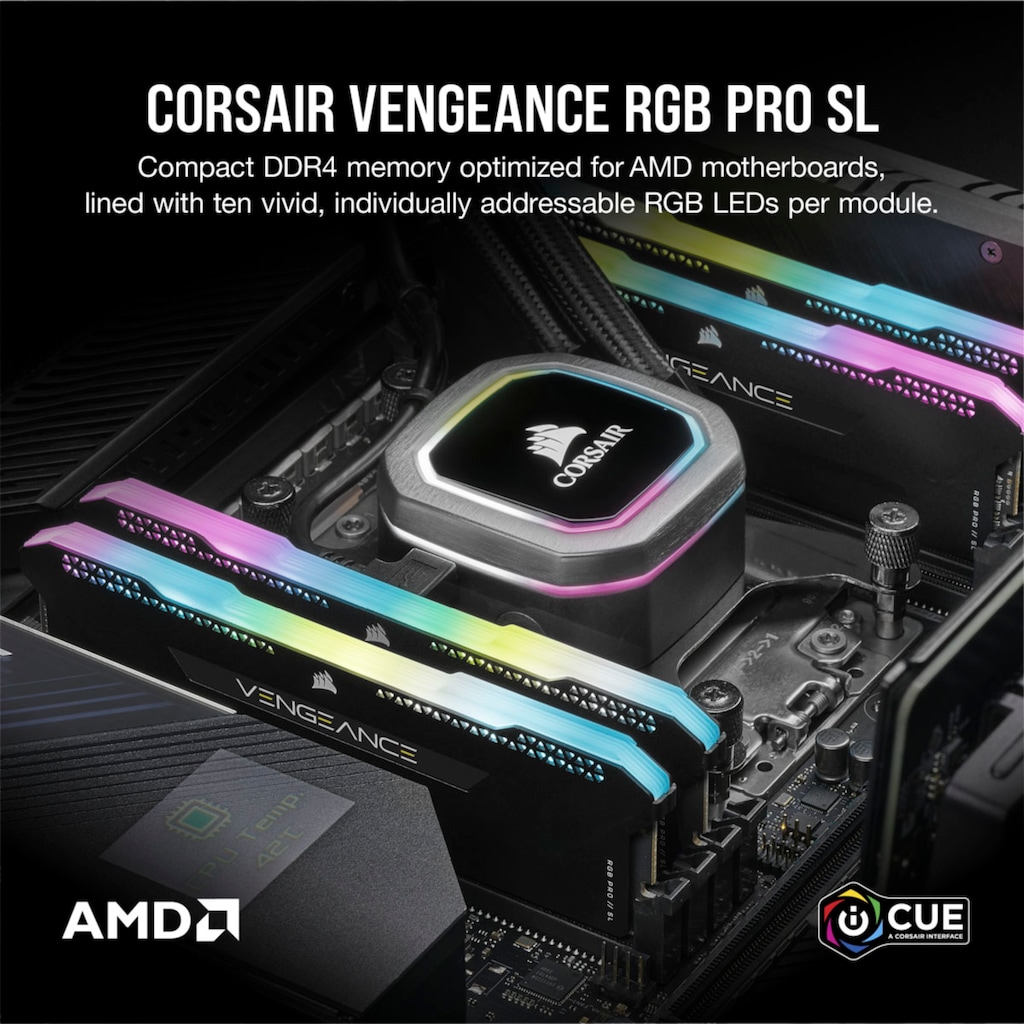 Corsair Arbeitsspeicher »Vengeance RGB PRO SL DDR4 3200Mhz 16GB (2x8GB) Black«