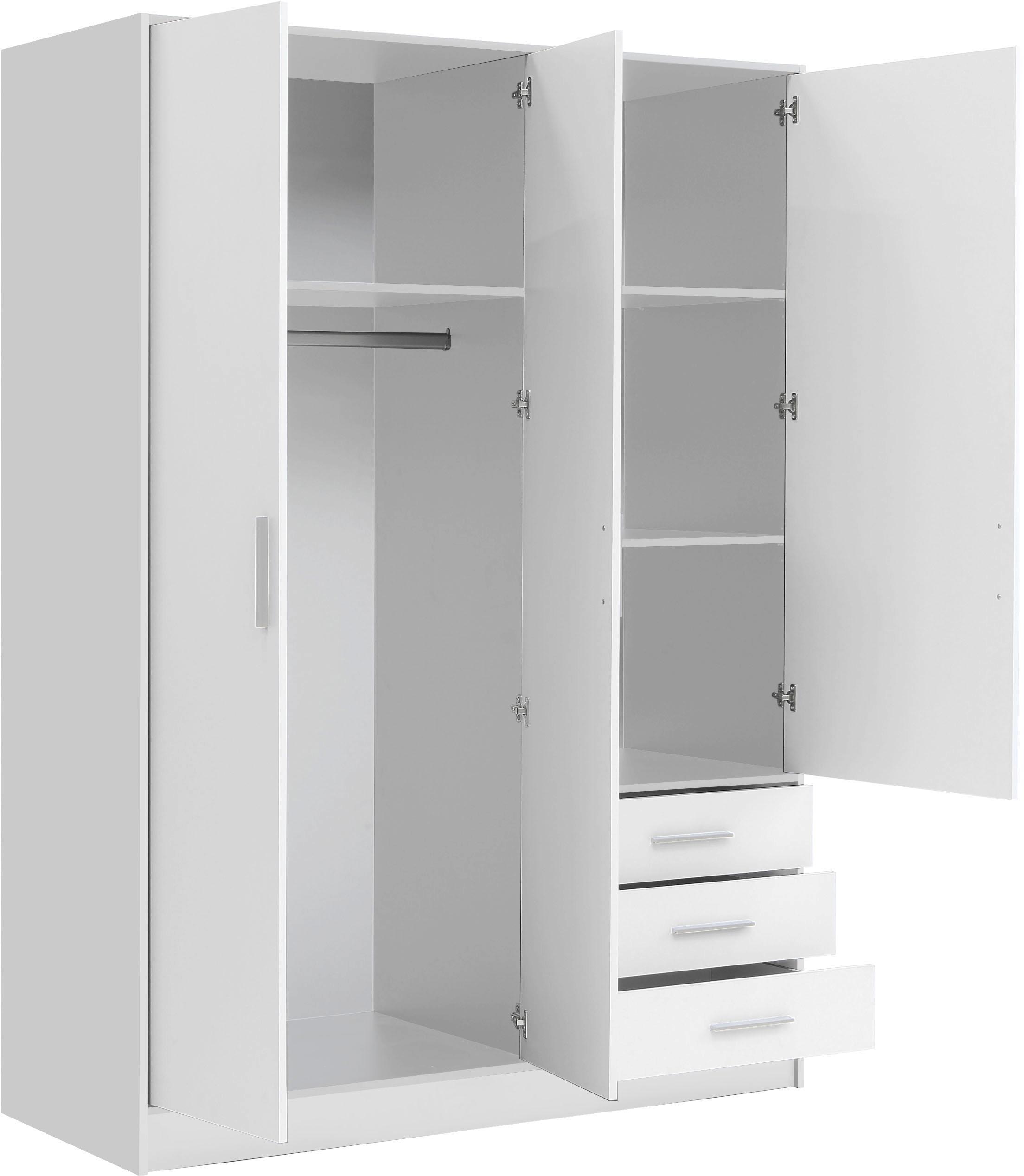 FORTE Kleiderschrank »Jupiter, Made in Europe, mit Schubladen«, (Maße (T/H): 60/200 cm), Stauraum, 2 Breiten, 4 Farben, Schubladen, variable Einlegeböden