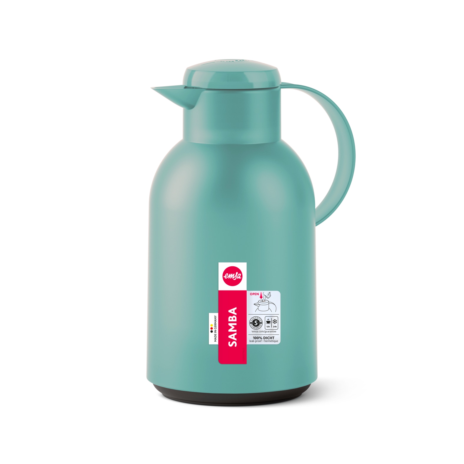 Emsa Isolierkanne »Samba« 1,5 l XXL-Modell, zeitloses Design, einfacher Knopfdruck, 24h kalt, 12h warm