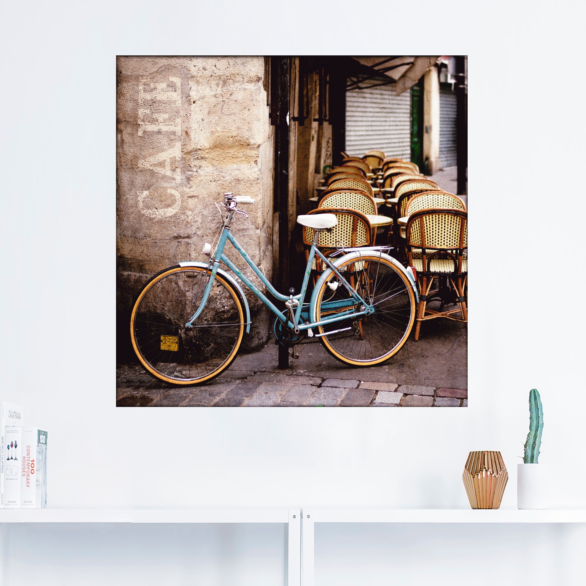Artland Wandbild »Fahrrad am in versch. Größen Café«, oder (1 Wandaufkleber kaufen Rechnung St.), als Fahrräder, Poster auf Leinwandbild