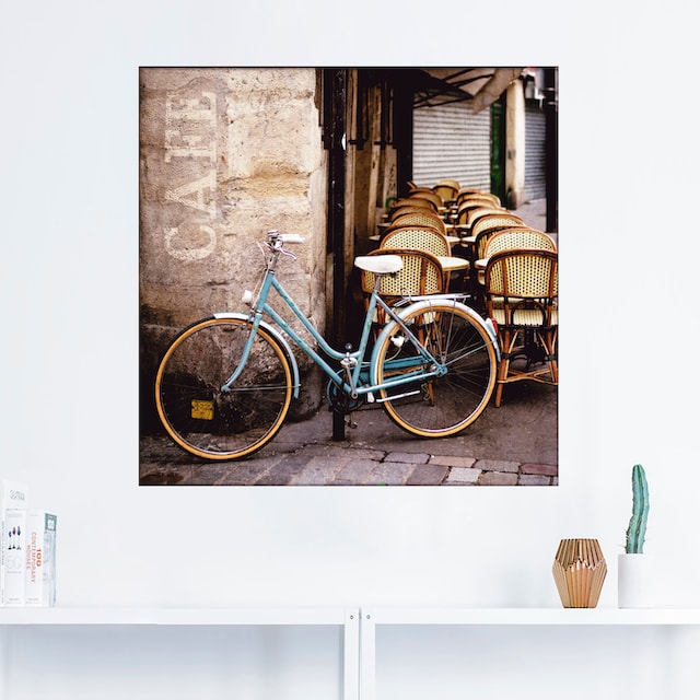 Artland Wandbild »Fahrrad am Café«, Fahrräder, (1 St.), als Leinwandbild,  Wandaufkleber oder Poster in versch. Größen auf Rechnung kaufen