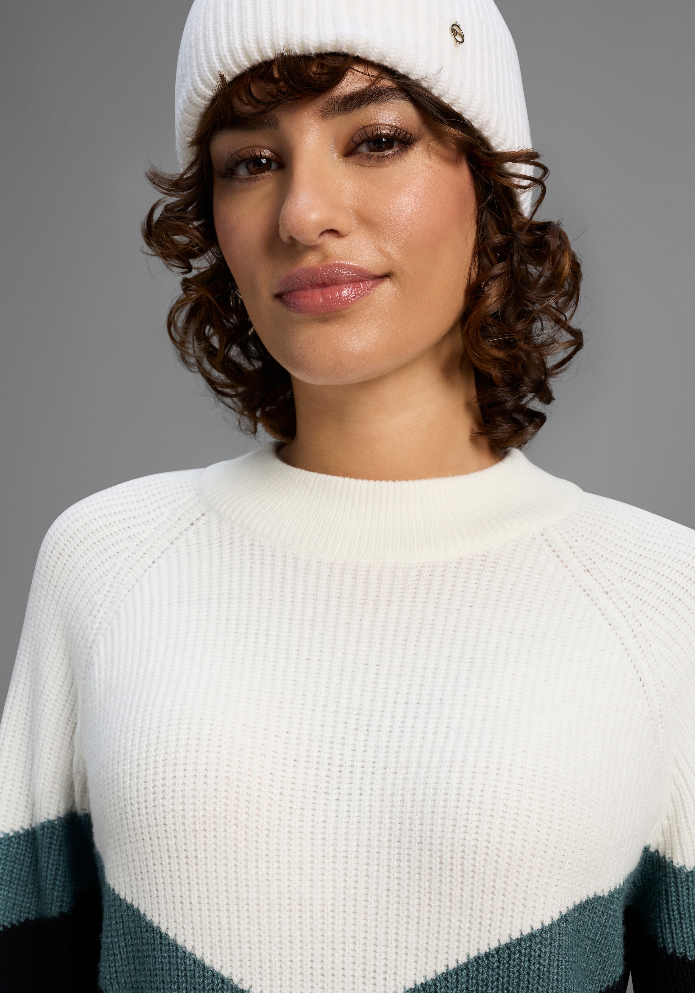 Laura Scott Strickkleid Ohne Taschen mit Streifenmuster aus weicher Viskosequalität