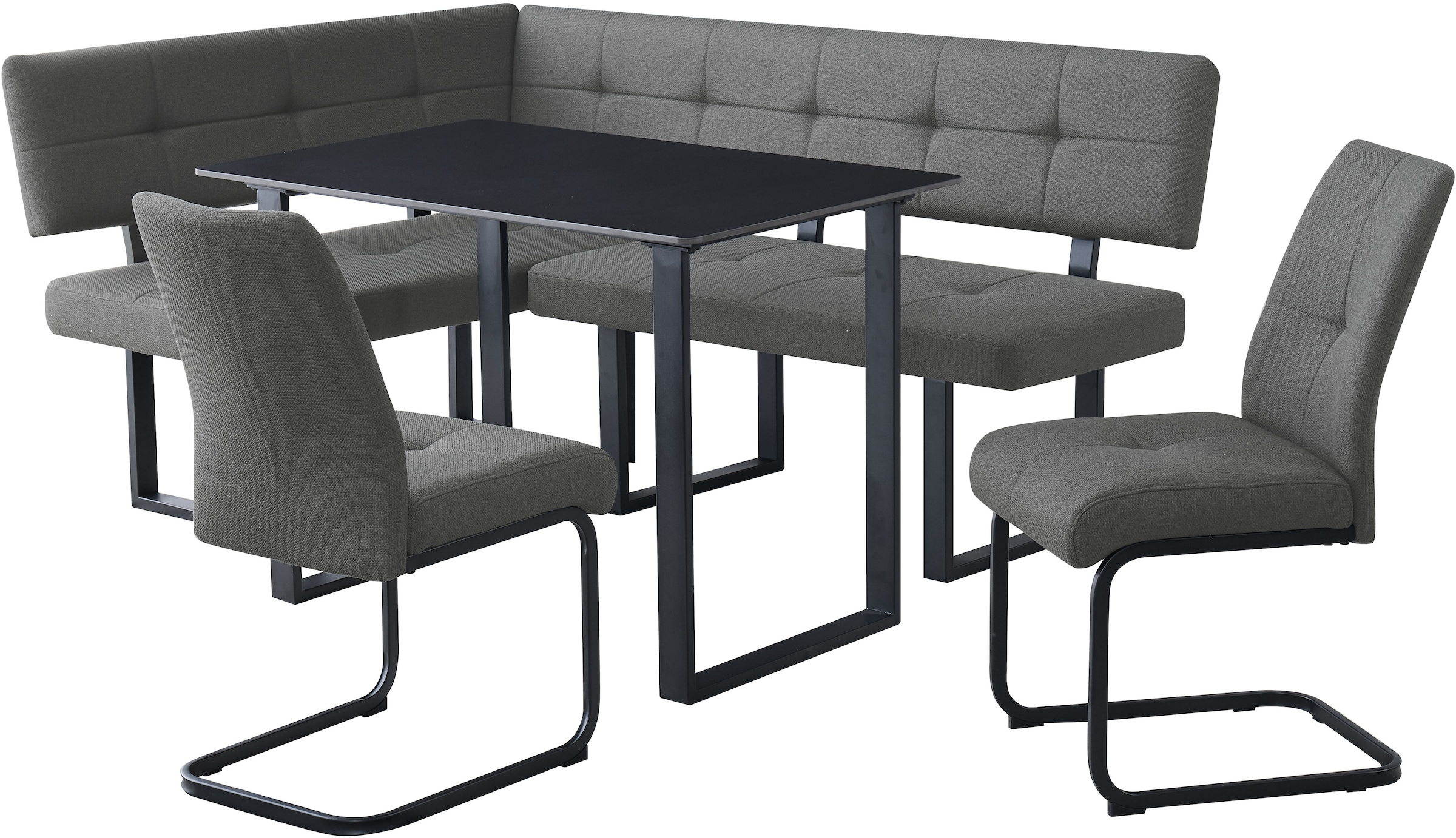 OTTO home Eckbankgruppe »Alabama, 4tlg-Set, Esstisch, Eckbank plus 2 Stühle« Spar-Set, 4 tlg. Sitzgruppe mit Federkern, 2 Freischwingern und Sinterstein-Tisch