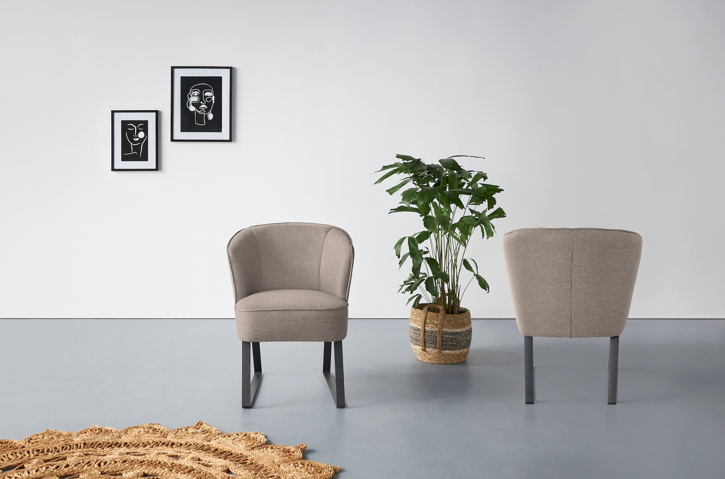 exxpo - sofa fashion Sessel »Americano, Loungesessel«, mit Keder und Metallfüßen, Bezug in verschiedenen Qualitäten, 1 Stck.