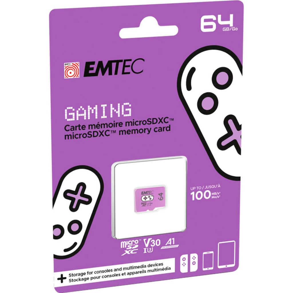 EMTEC Speicherkarte »Gaming microSD 64 GB«, (UHS Class 1 100 MB/s Lesegeschwindigkeit)