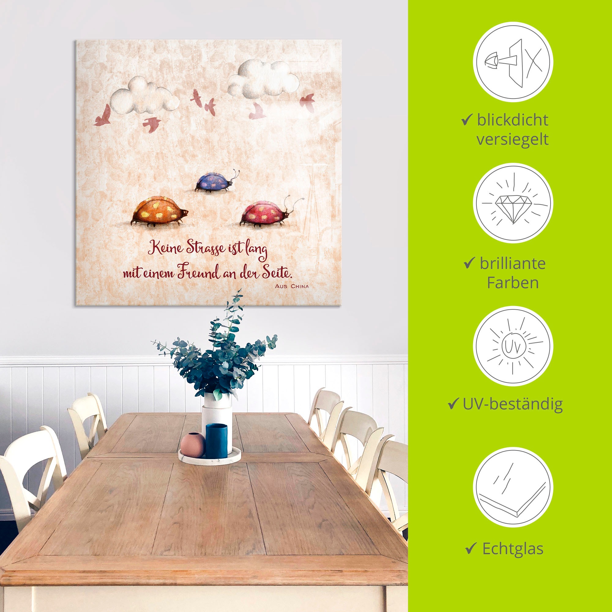 Artland Glasbild »Lebensweisheit Freunde« Tiere 1 Stk. tlg. in verschiedenen Größen