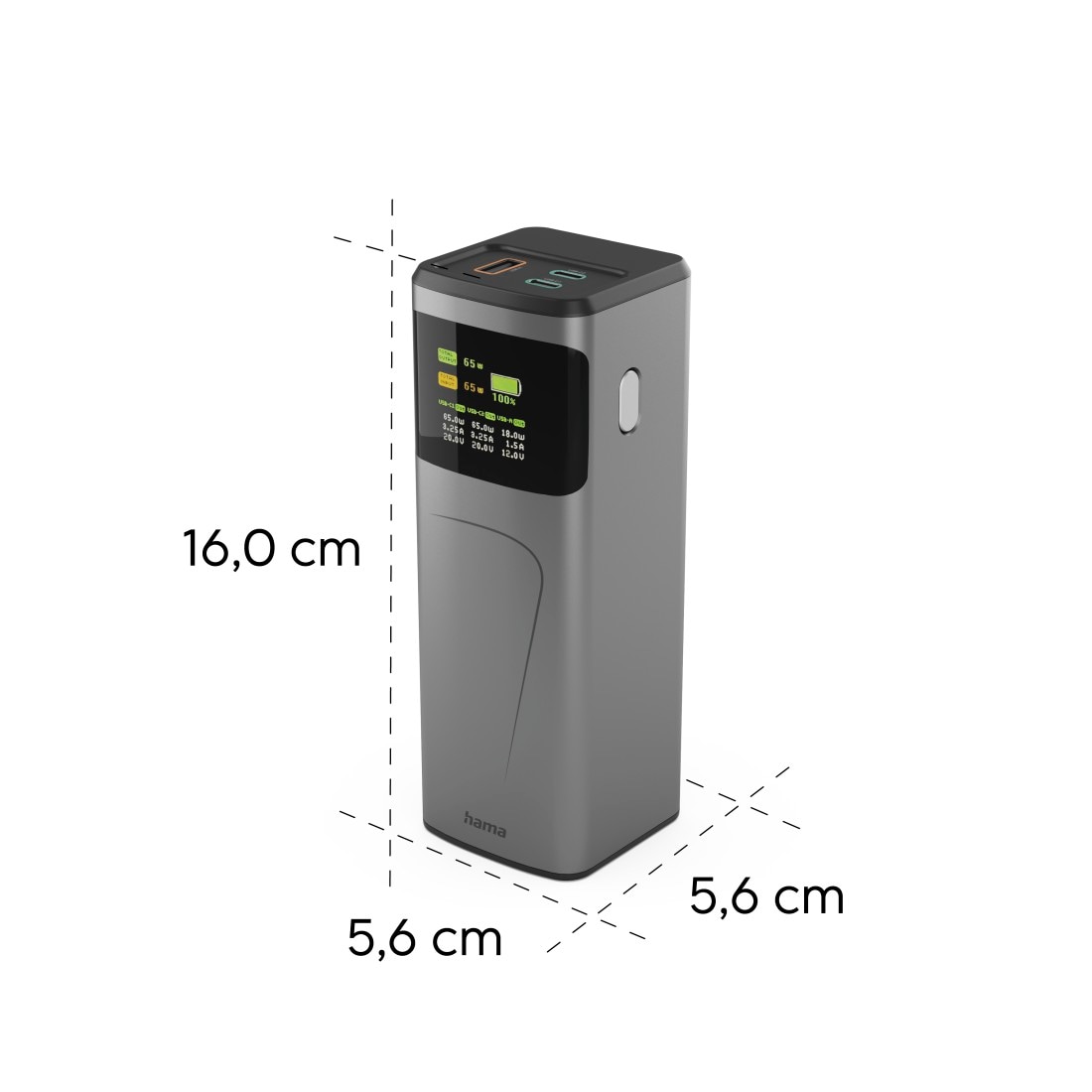 Hama Powerbank »Powerbank (65 W, 20000 mAh, 2x USB-C, 1x USB-A, Schnellladen)«