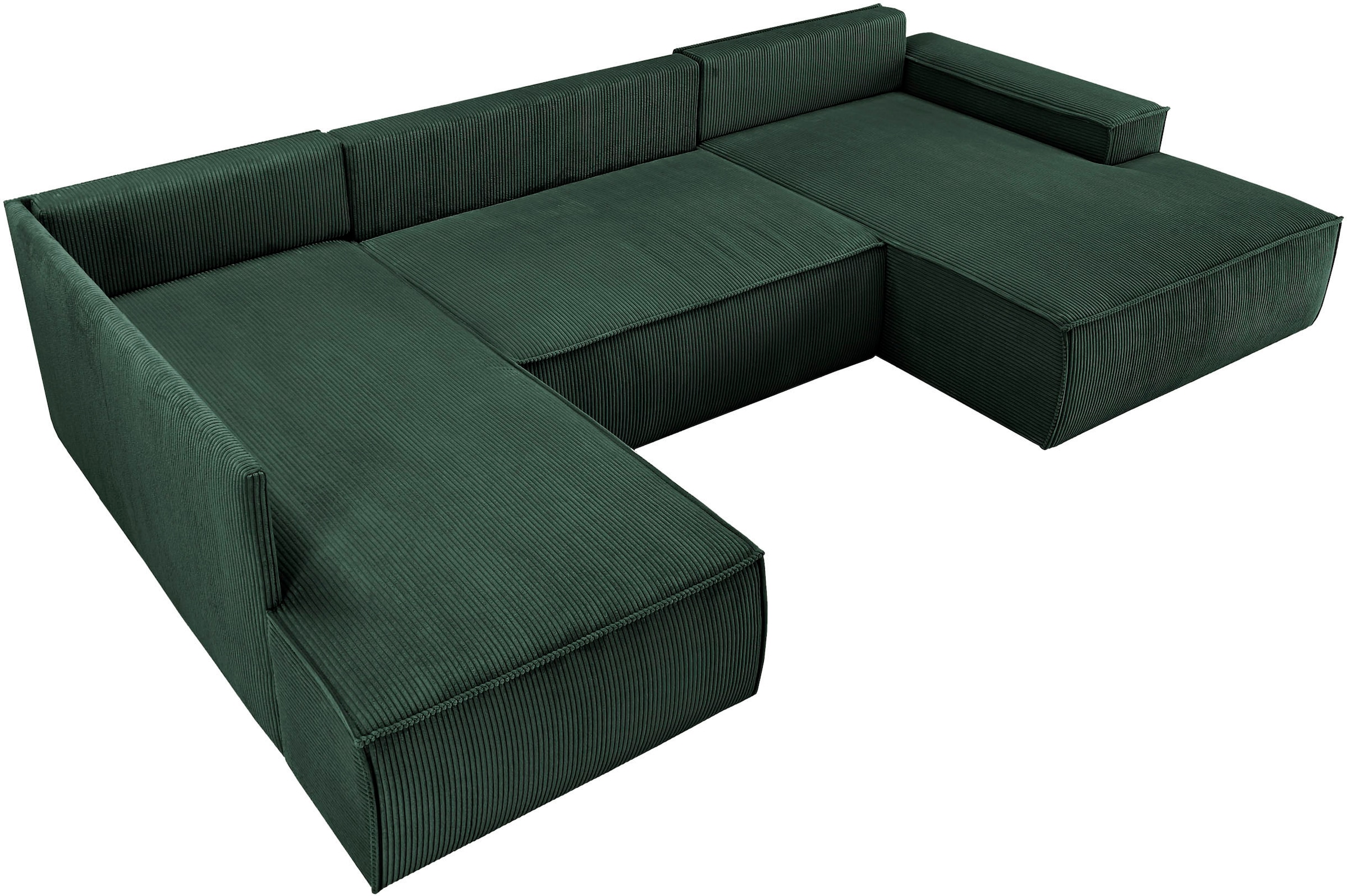 Home affaire Wohnlandschaft »SHERWOOD 329 cm, U-Form, Schlafsofa,«, Schlaffunktion m. Bettkasten (194x139 cm), Cord, Vintage, Samtvelours