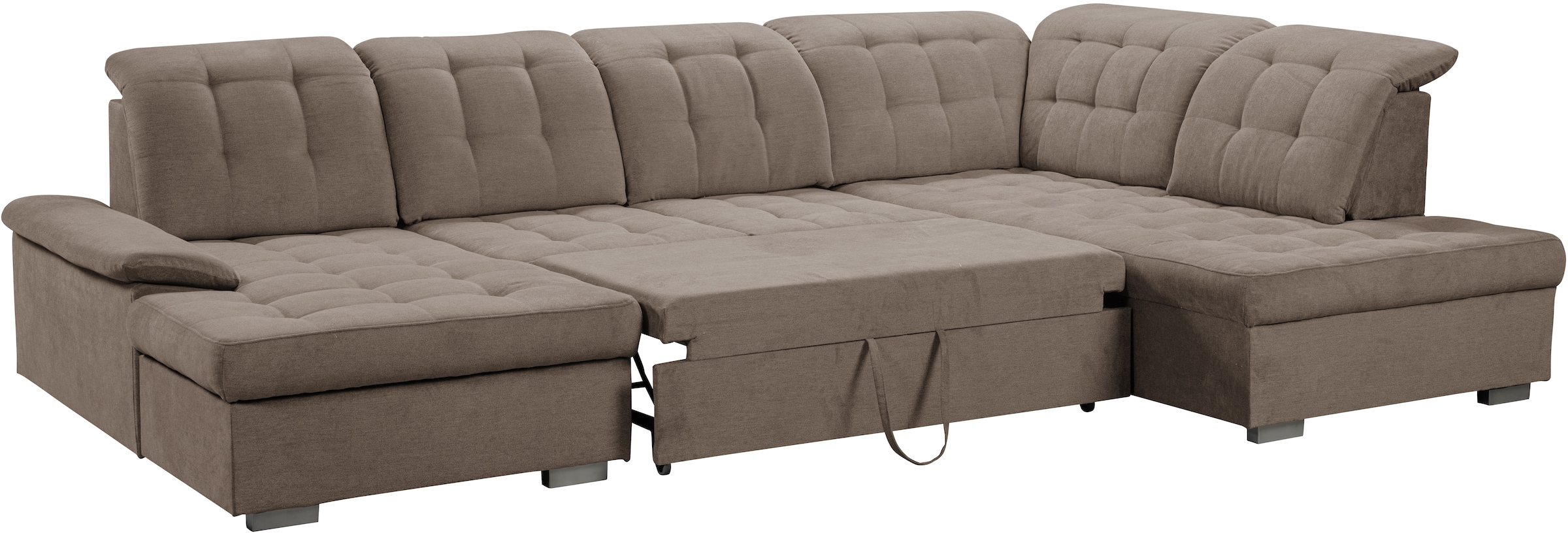 WERK2 Wohnlandschaft »Kordula-New Multifunktion Couch, Breite 332cm, U-Form«, Sofa in U-Form mit Schlaffunktion & Bettkasten, Schlafcouch