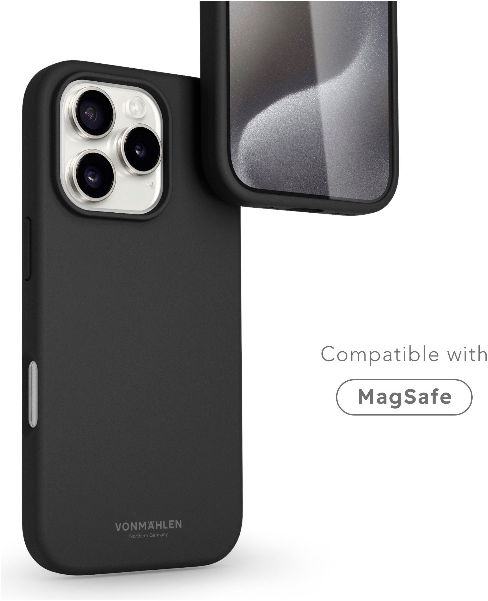 VONMÄHLEN Smartphone-Hülle »iPhone 16 Pro Max, Soft Silicone Case - Black«