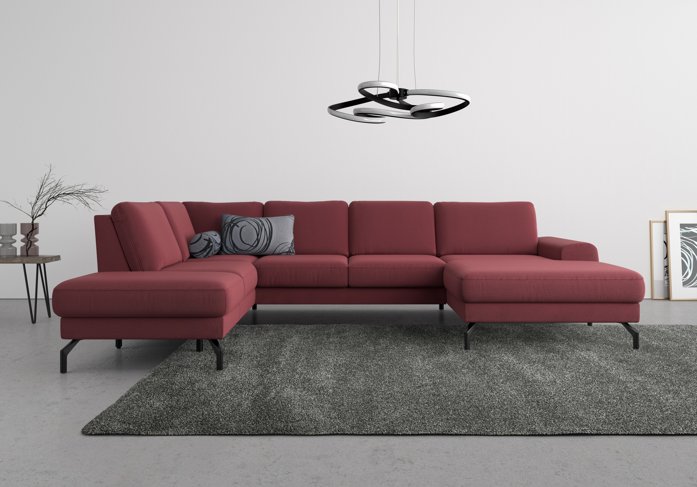 sit&more Wohnlandschaft »Cinturo U-Form«, inklusive Sitztiefenverstellung und Federkern, Sitzhöhe 48 cm