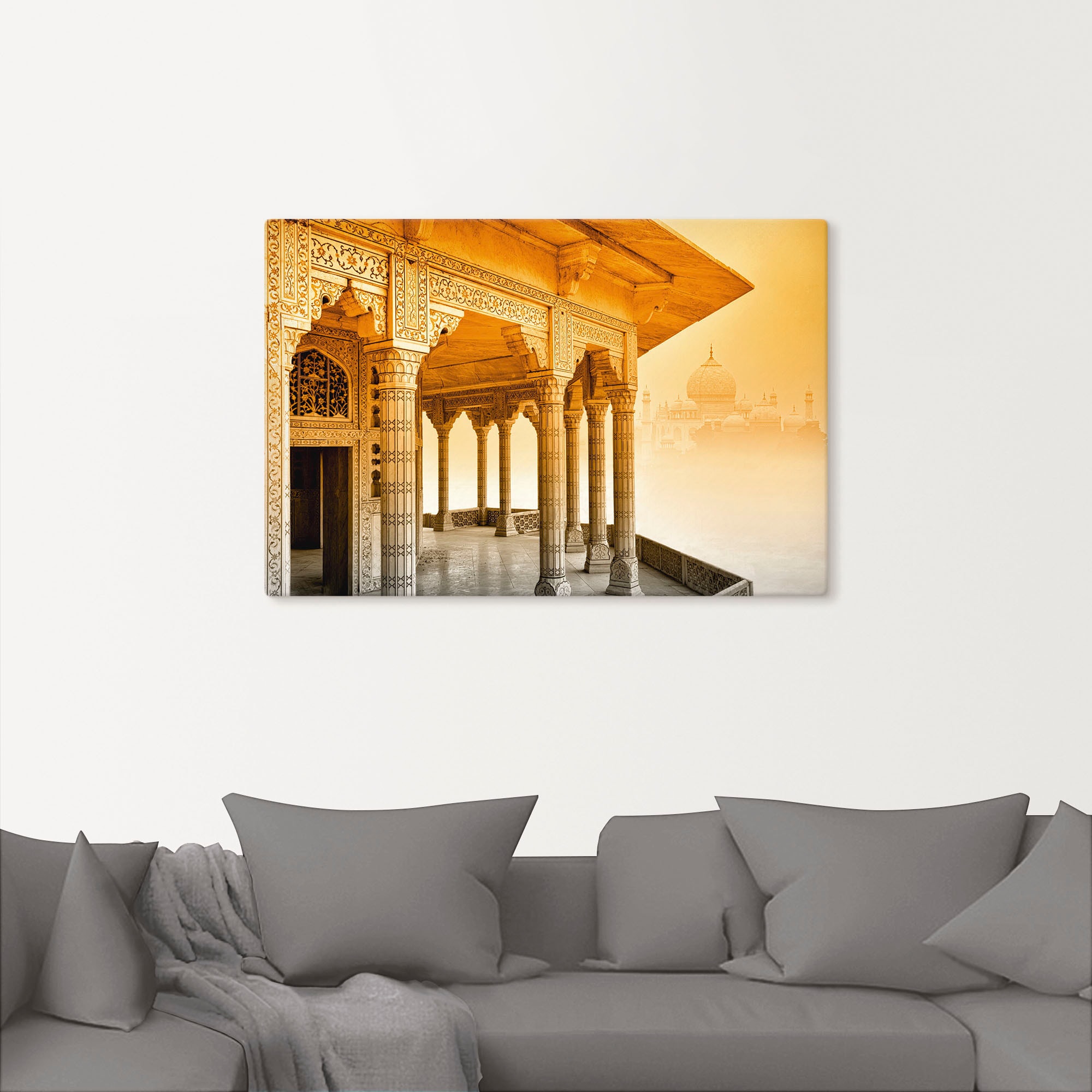 Artland Wandbild »Fort Agra mit Taj Mahal«, Gebäude, (1 St.), als Leinwandbild, Wandaufkleber in verschied. Größen