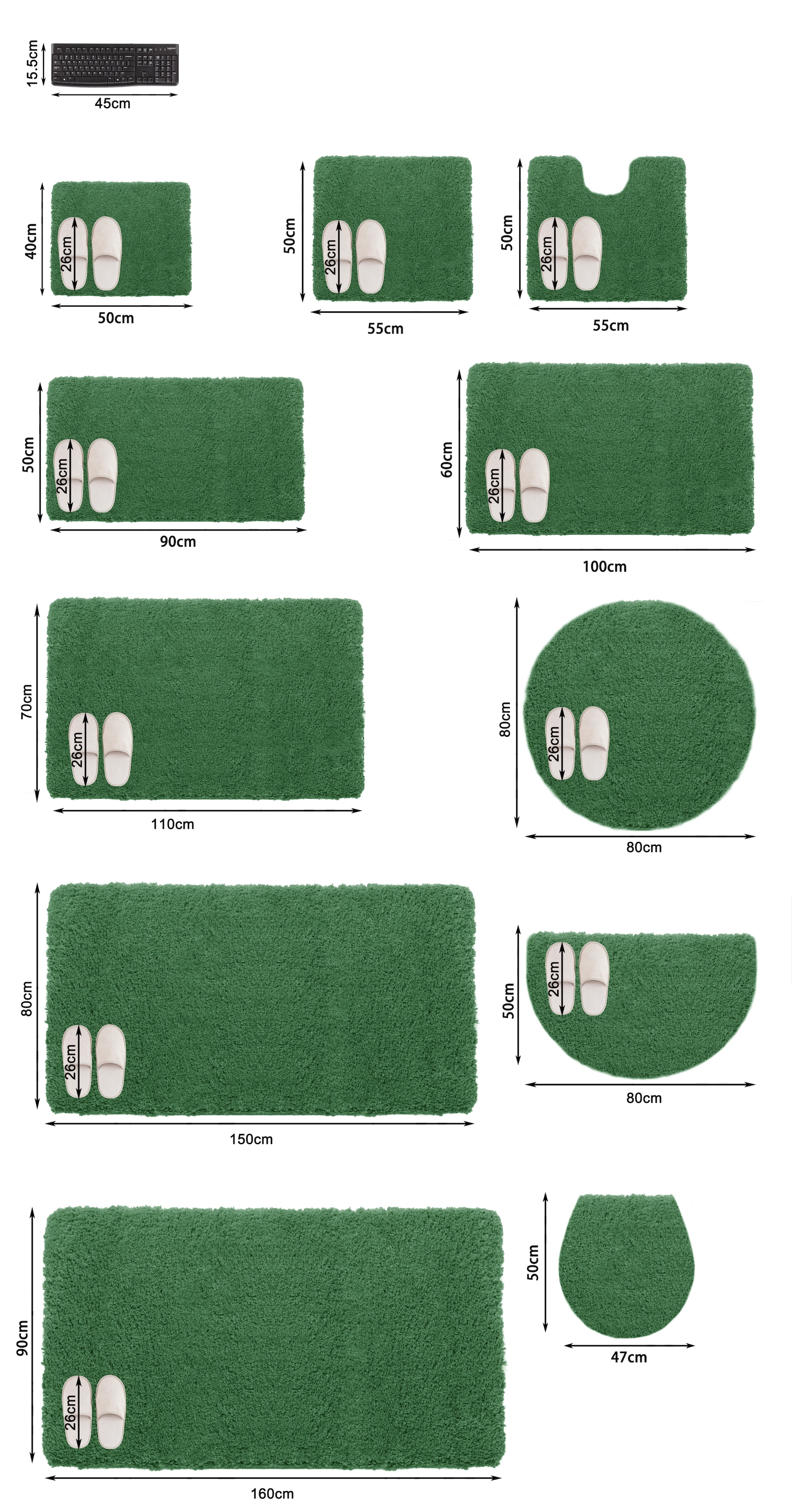 my home Badematte »Inga, Badezimmer Teppich, Badvorleger« Höhe 20 mm rutschhemmend beschichtet fußbodenheizungsgeeignet | schnell trocknend | strapazierfähig Badteppich, unifarben, weich, als halbrund und rechteckig erhältlich