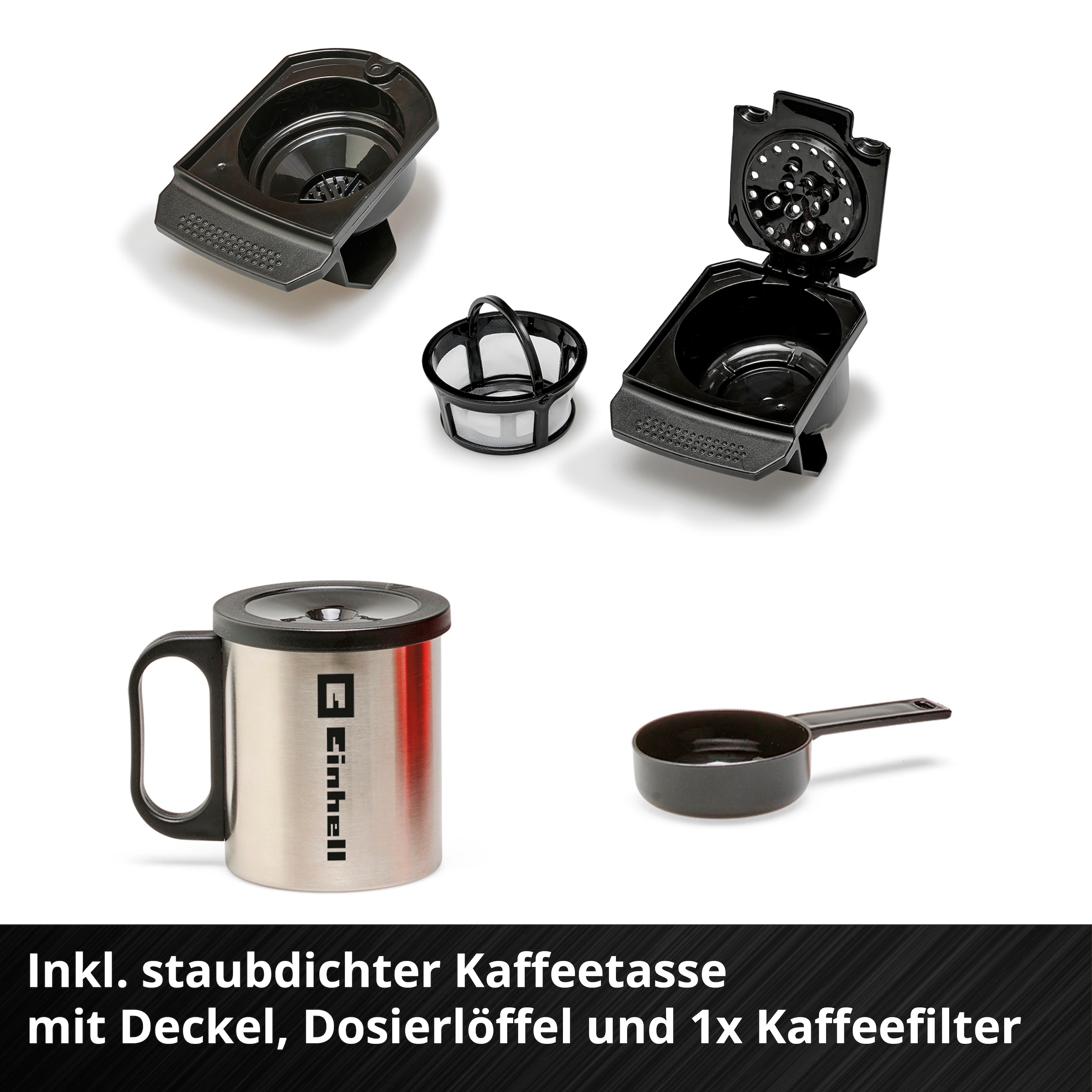 Einhell Kaffeepadmaschine »Power X-Change TE-CF 18 Li-Solo« 0,24 l Kaffeekanne Korbfilter