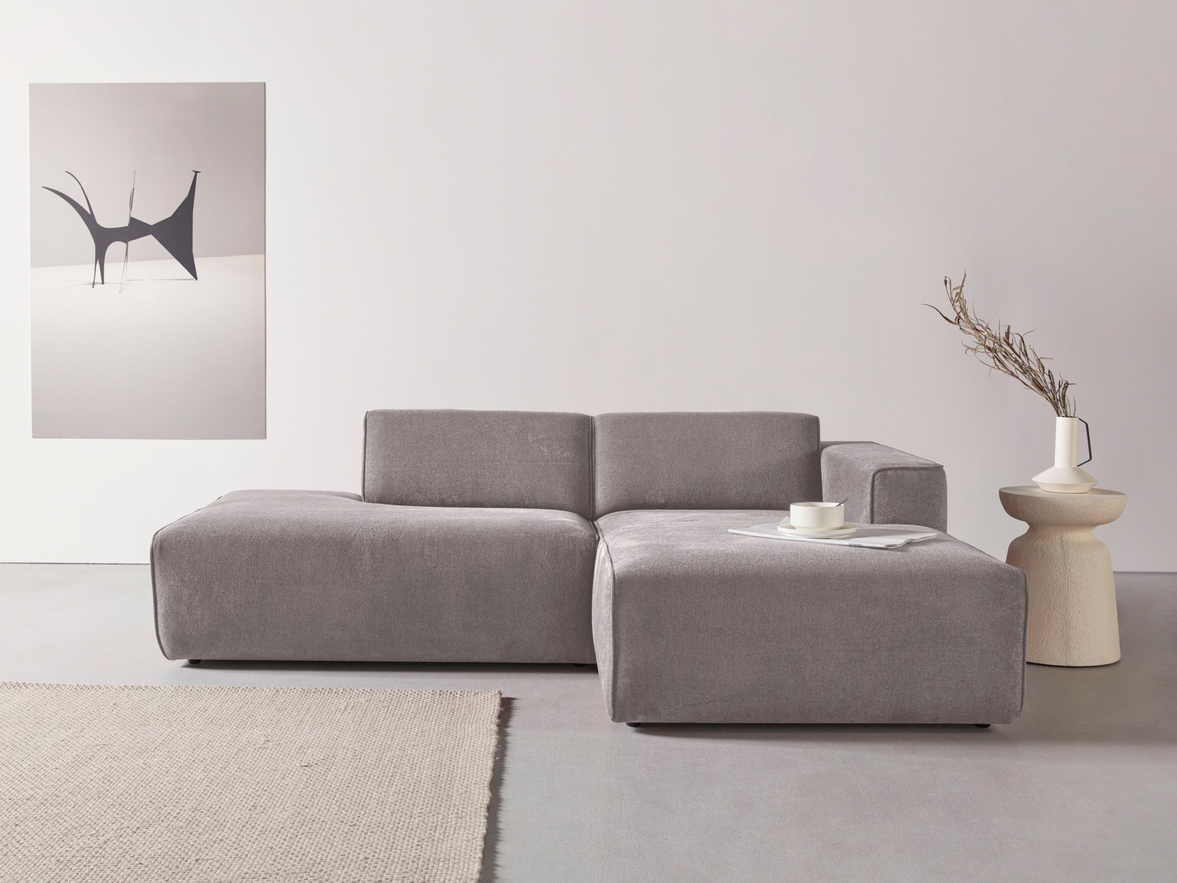 andas Ecksofa »Noord«, mit Kedernaht, Breite 227 cm, Cord, Struktur