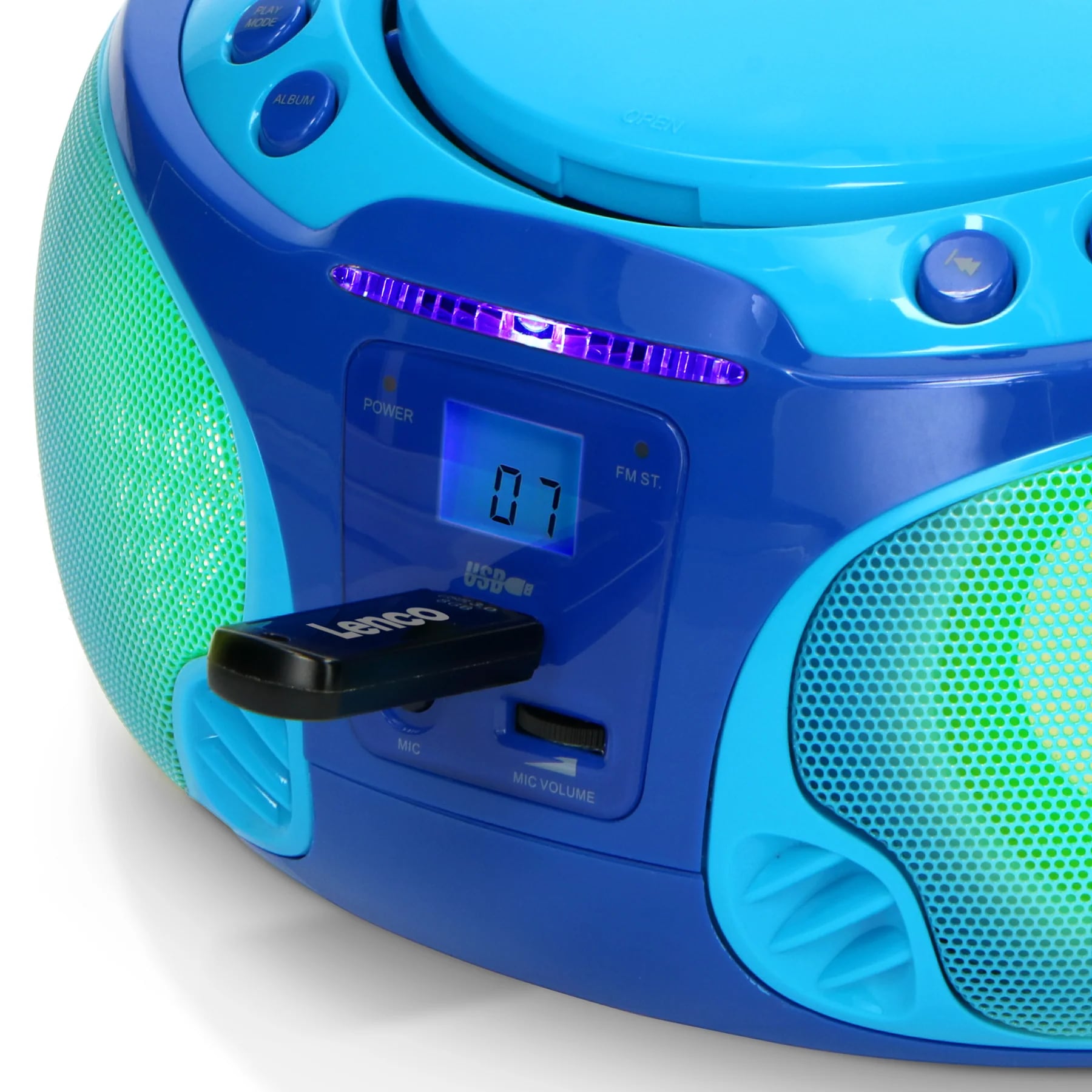 Lenco Boombox »SCD-650« ( AM-Tuner | FM-Tuner ) speziell für Kinder, USB-Anschluss, Karaoke-Mikrofon und Lichteffekte