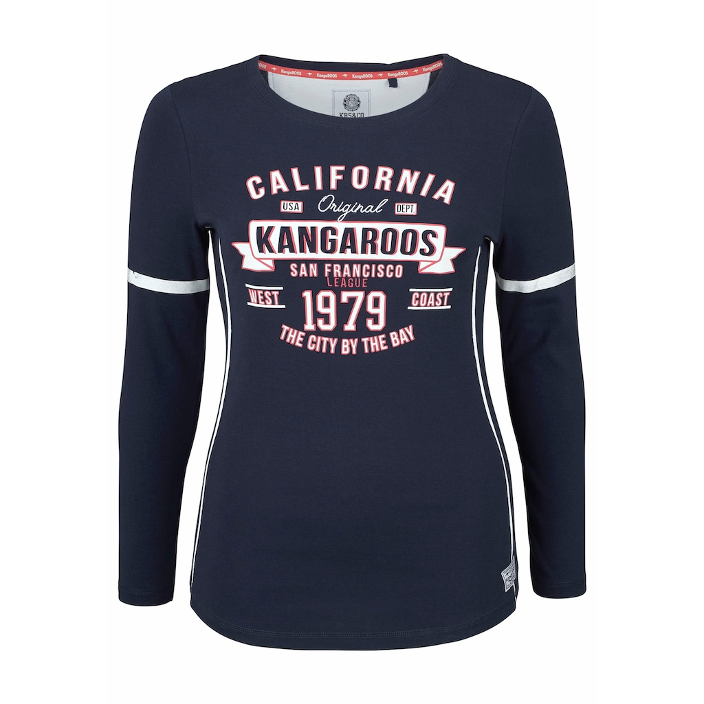 KangaROOS Langarmshirt, mit Print Vorne und an Ärmeln