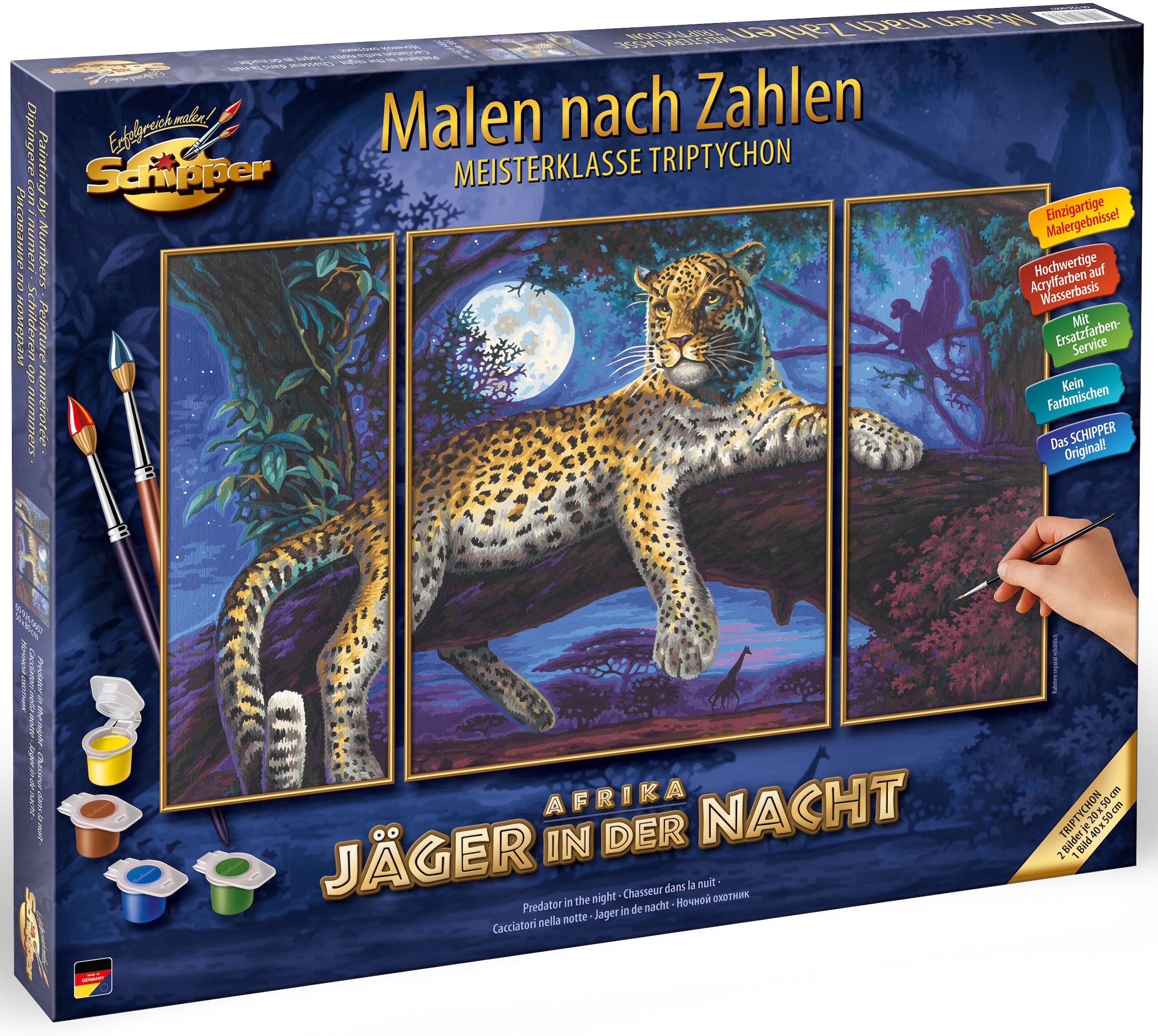 Schipper Malen nach Zahlen »Meisterklasse Jäger Made der in bei - in Nacht«, Germany Triptychon