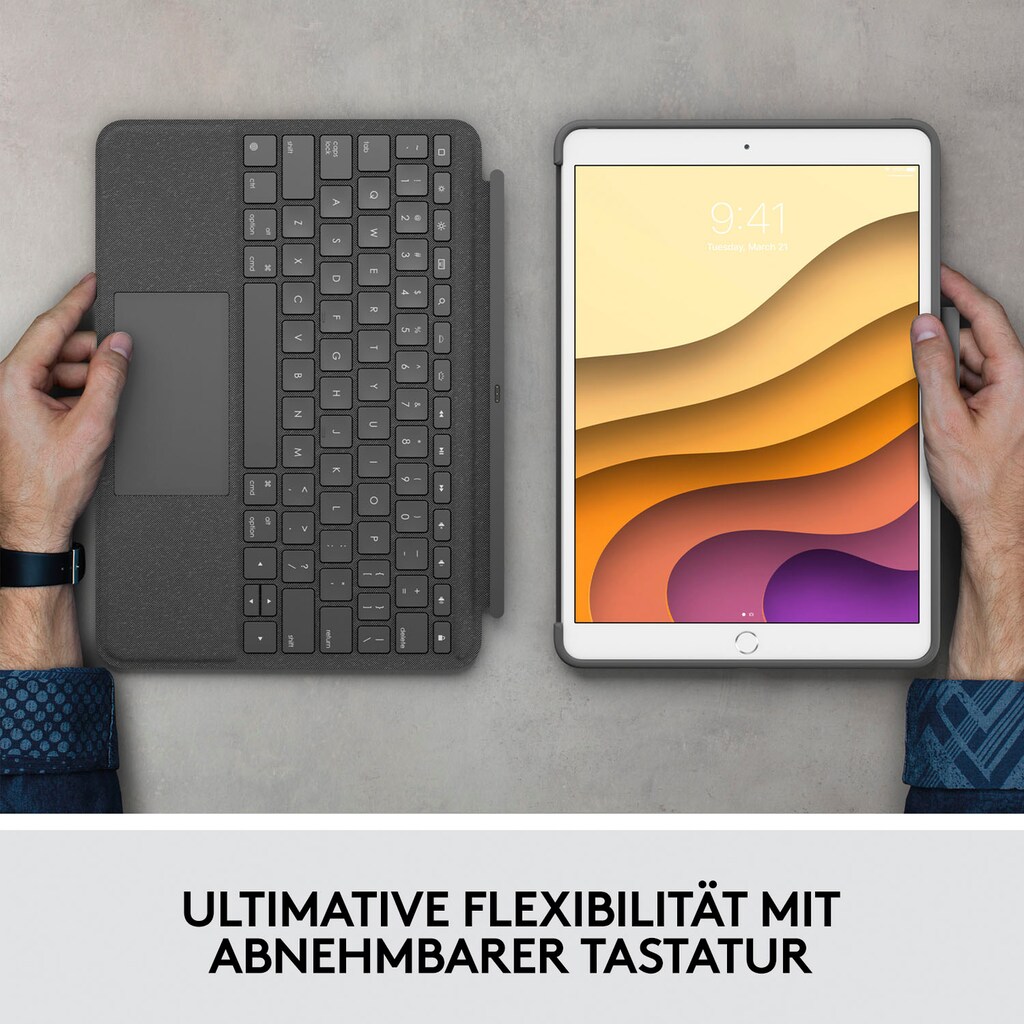 Logitech iPad-Tastatur »Combo Touch für iPad Air (3. Generation) und iPad Pro 10,5 Zoll«, (Touchpad)