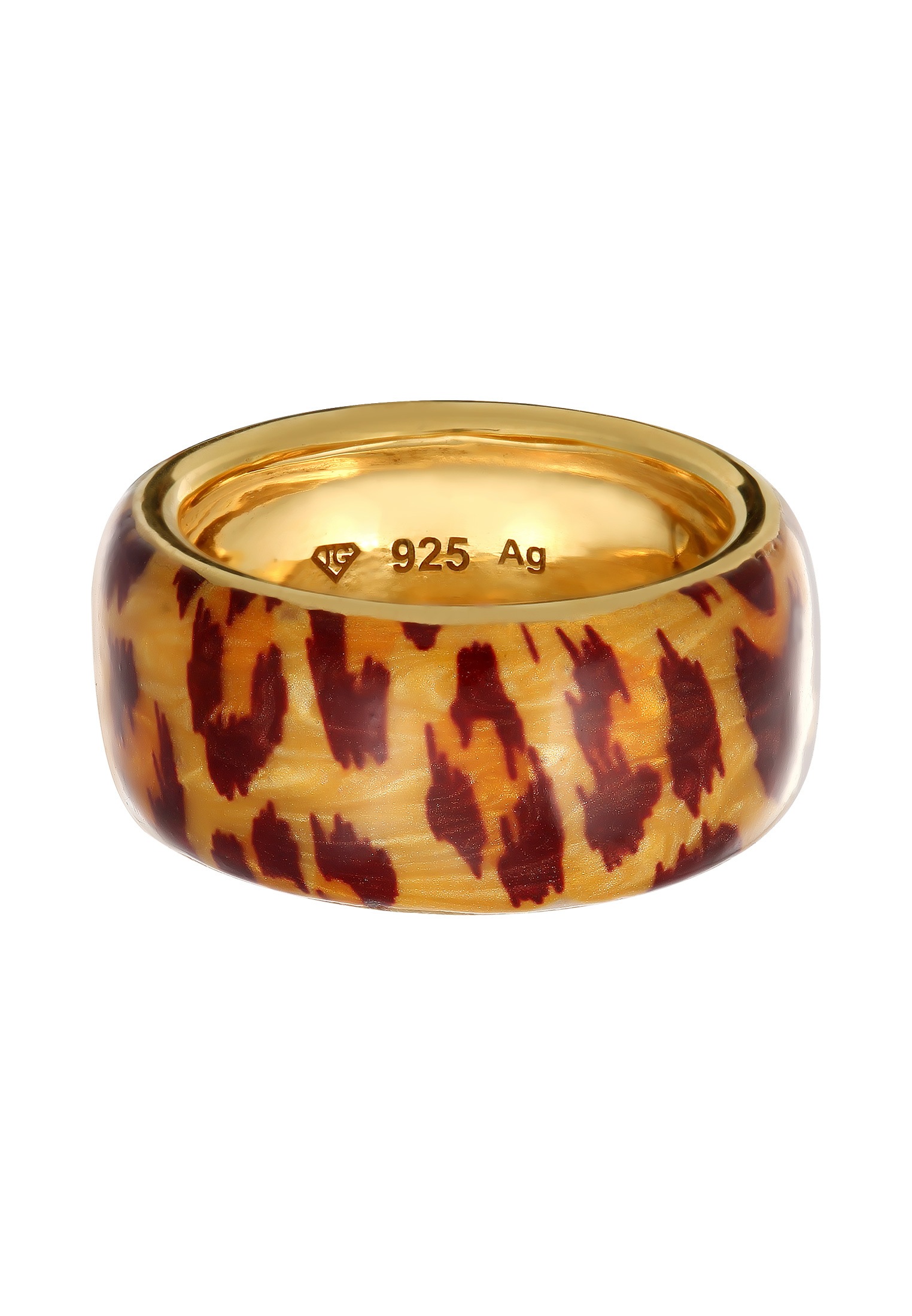 Elli Silberring »Ring Emaille Leopard 925 Sterling Silber vergoldet«