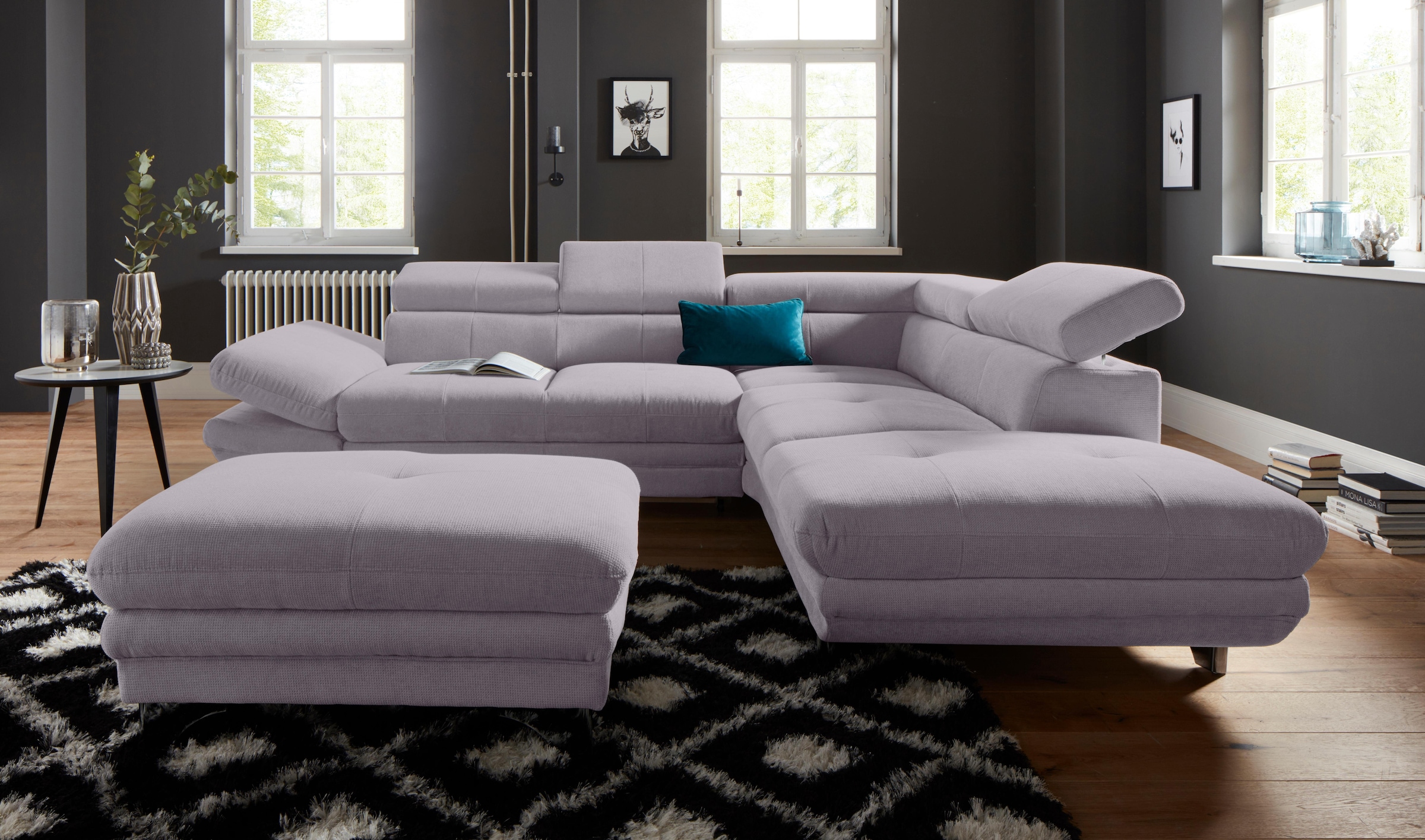 COTTA Polstergarnitur »Enterprise L-Form«, (Set), Set bestehend aus: Ecksofa mit Arm- & Kopfteilverstellung & Hocker