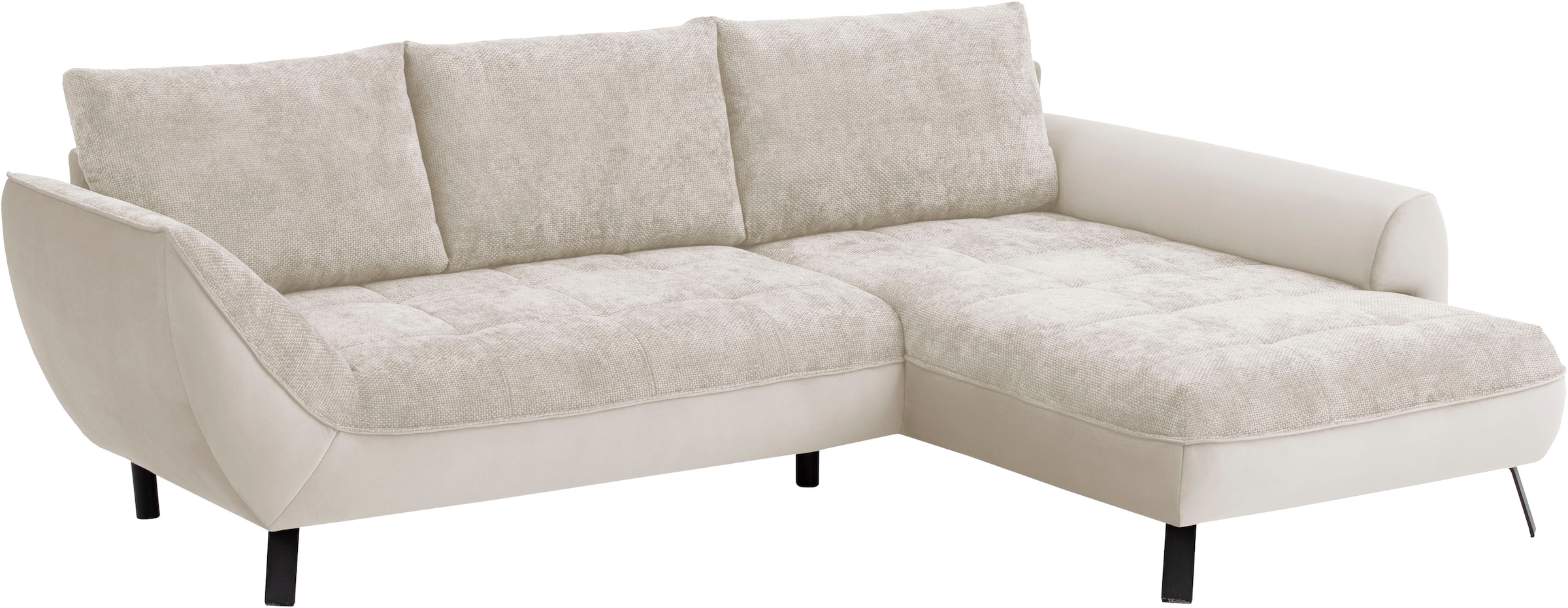 exxpo - sofa fashion Ecksofa »Bellinii, Materialmix, Strukturbezug und pflegeleichter Microvelours«, bequem und modern, Materialmix, L-Form