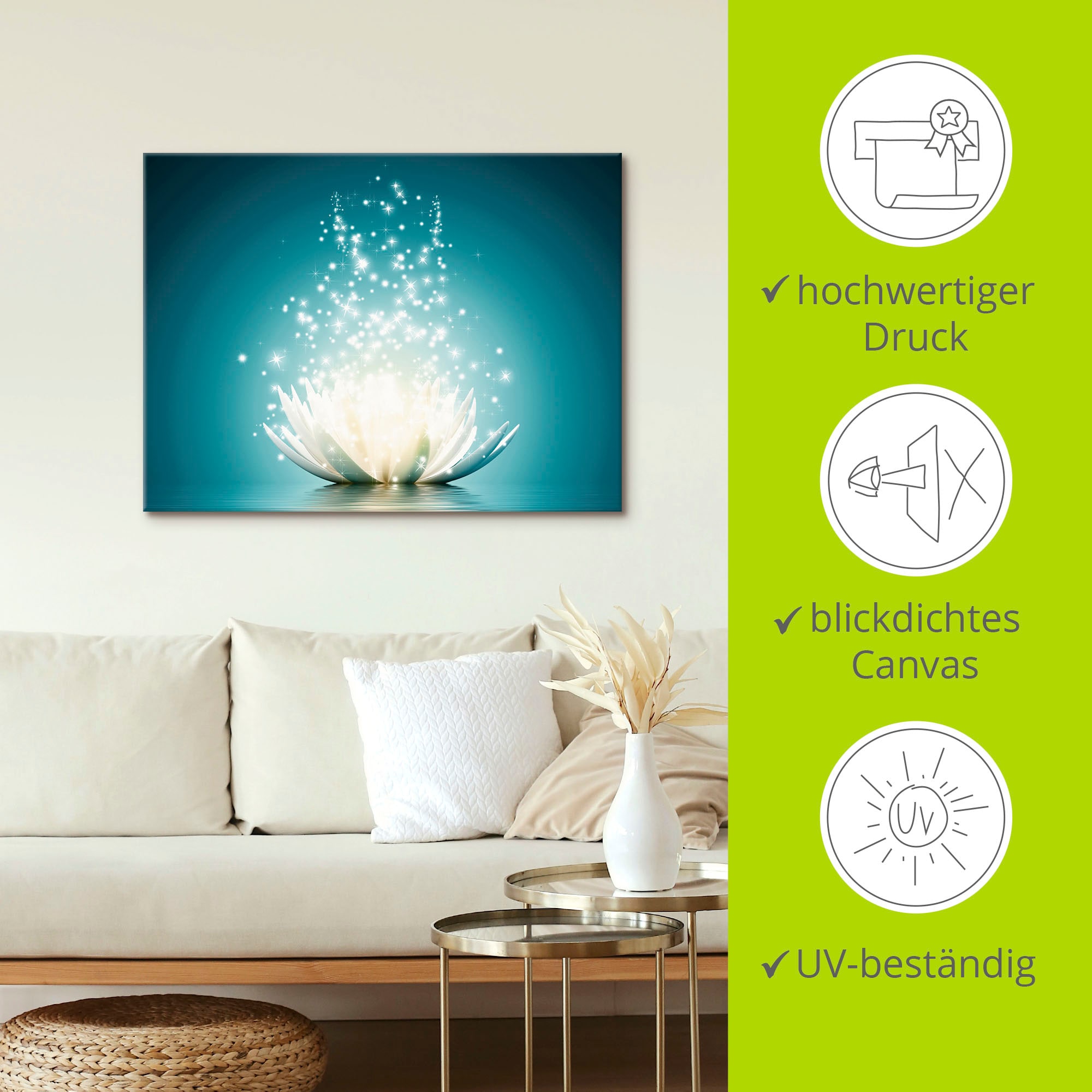 Artland Wandbild »Magie der Lotus-Blume«, Blumen, (1 St.), als Alubild, Outdoorbild, Leinwandbild, Poster, Wandaufkleber