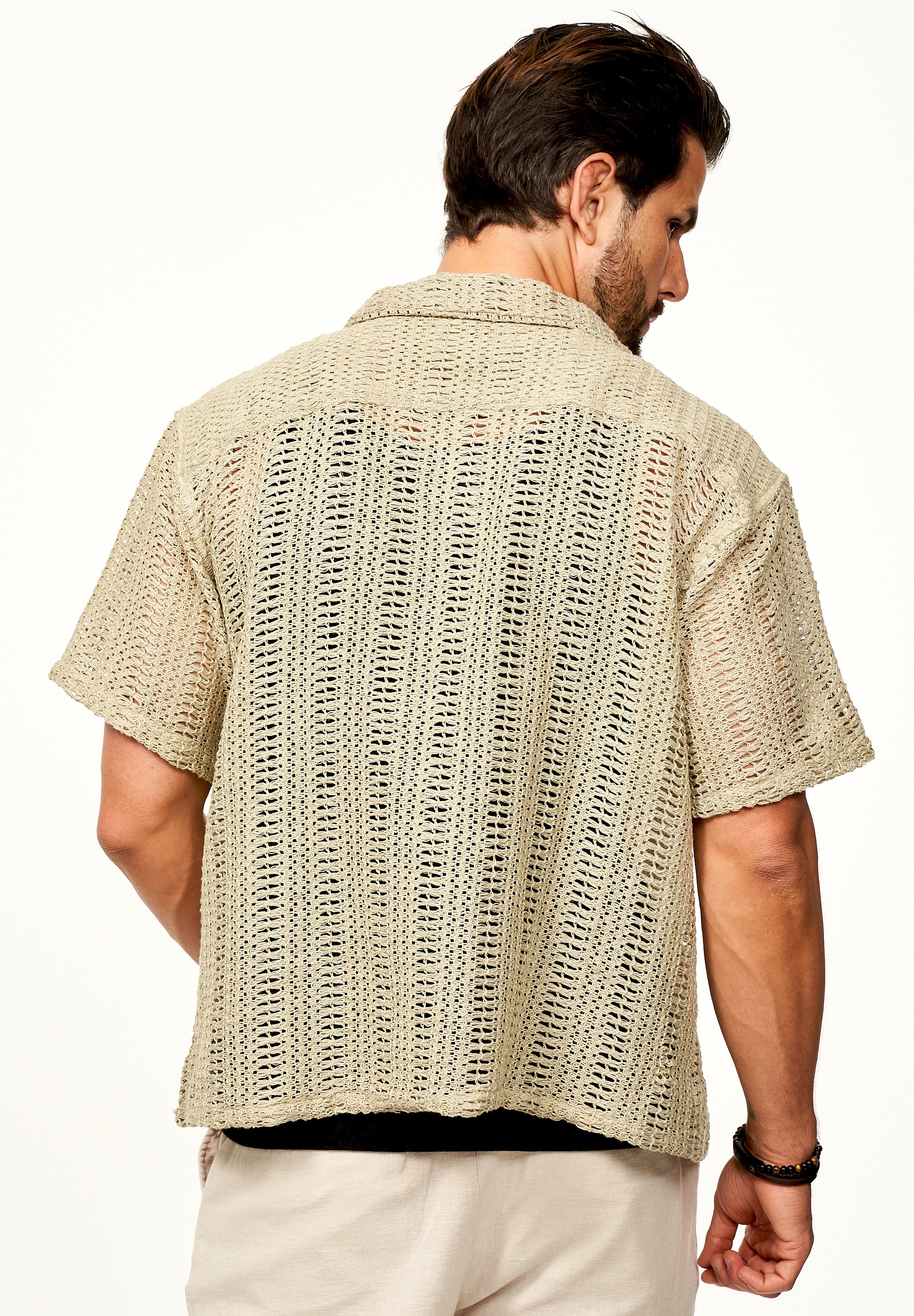 SOULSTAR Kurzarmhemd »Freizeithemd als Kurzam Strick Hemd im Retro-Look - Strick Polo-Hemd Overshirt im Regular-Fit für Herren« Strick Polo-Hemd T-Shirt im Regular-Fit