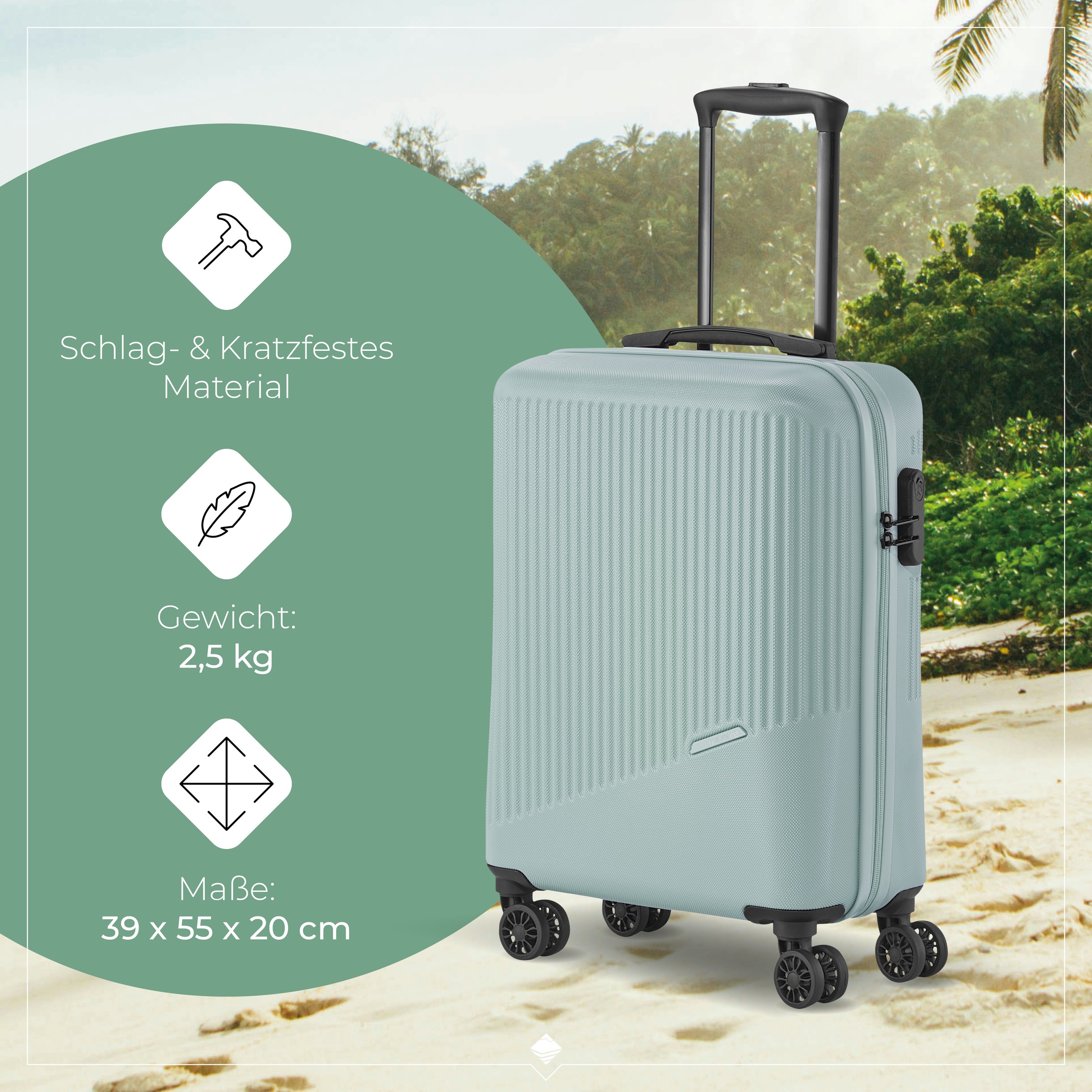 travelite Hartschalen-Trolley »BALI Reisekoffer Hartschale« 34 l 4 Rollen TSA-Schloss – robustes Reisegepäck