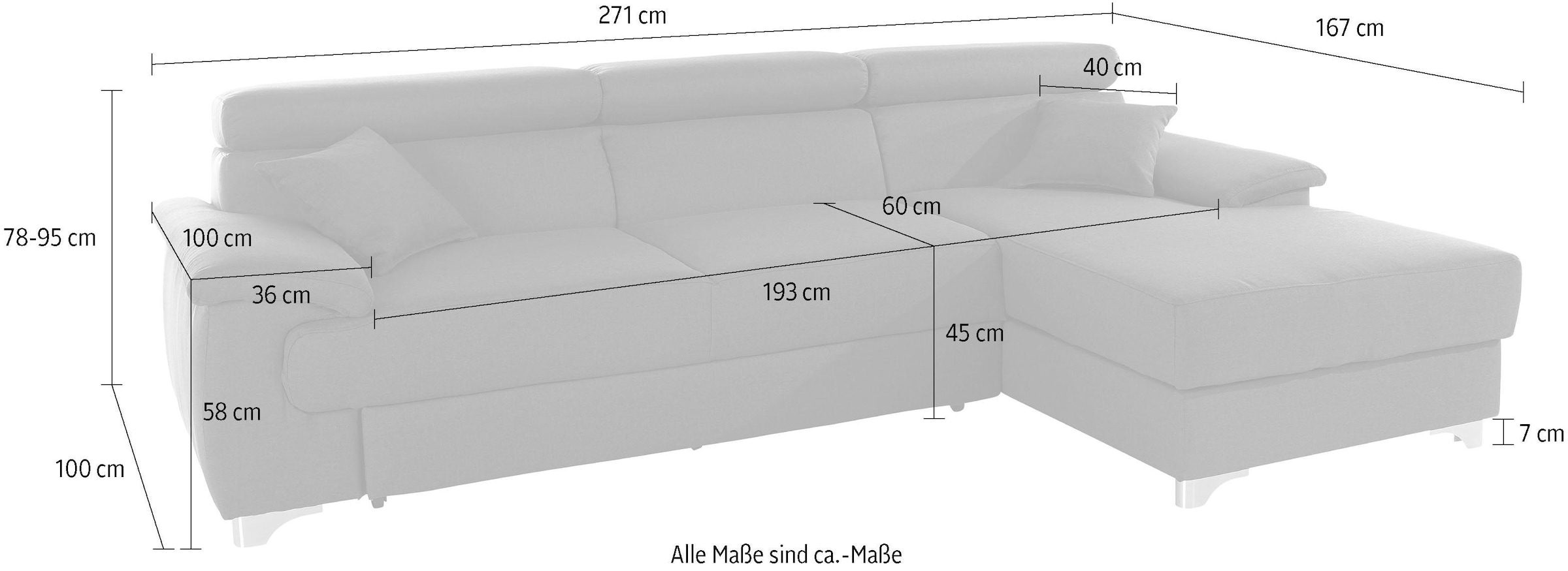 DOMO collection Ecksofa »Mira, inklusive Kopfteilverstellung für mehr Wohlfühlkomfort, L-Form«, wahlweise mit Bettfunktion und Bettkasten, elegant und modern