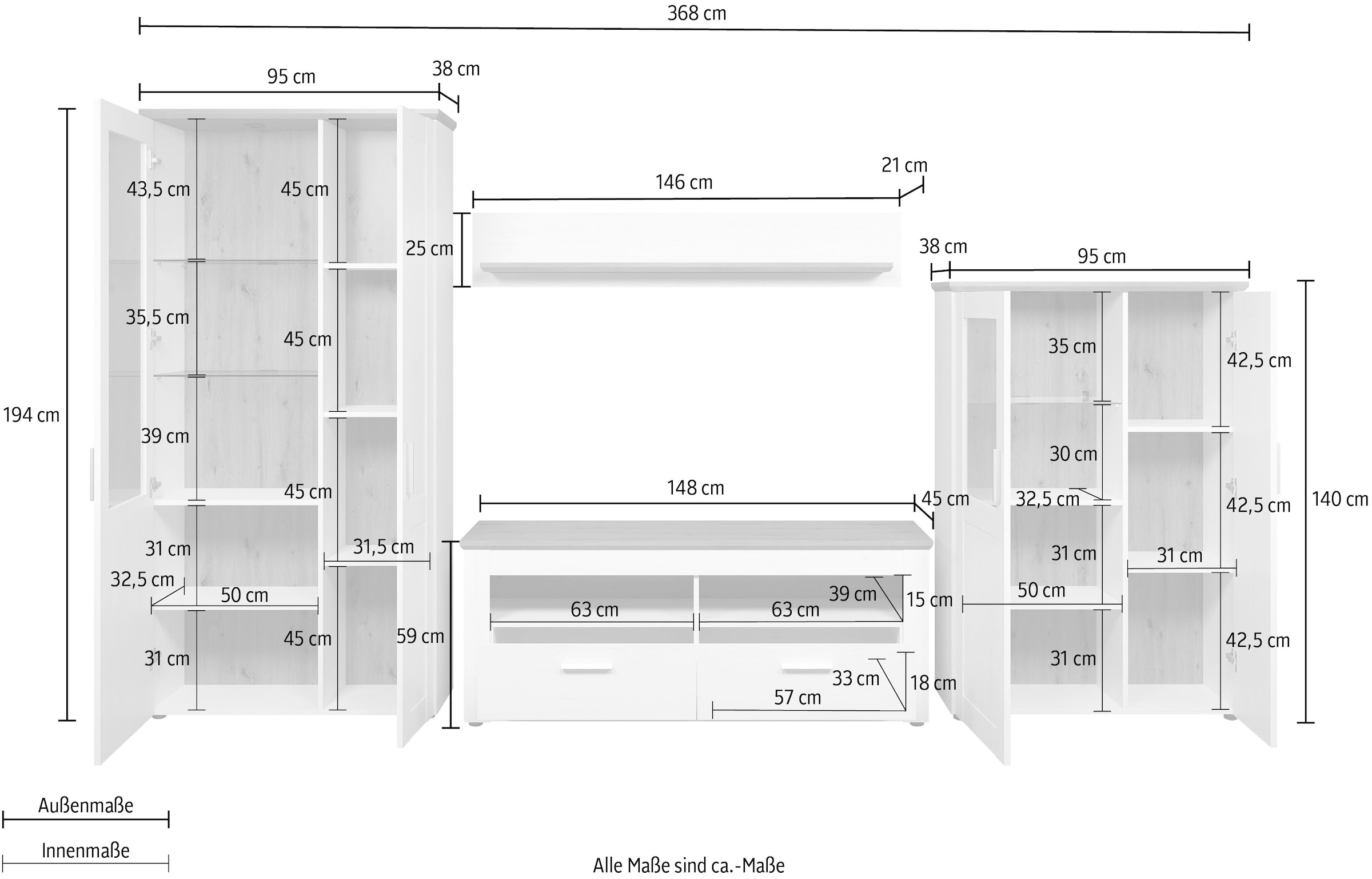 Home affaire Wohnwand »Nybro«, (Set, 4 St.)