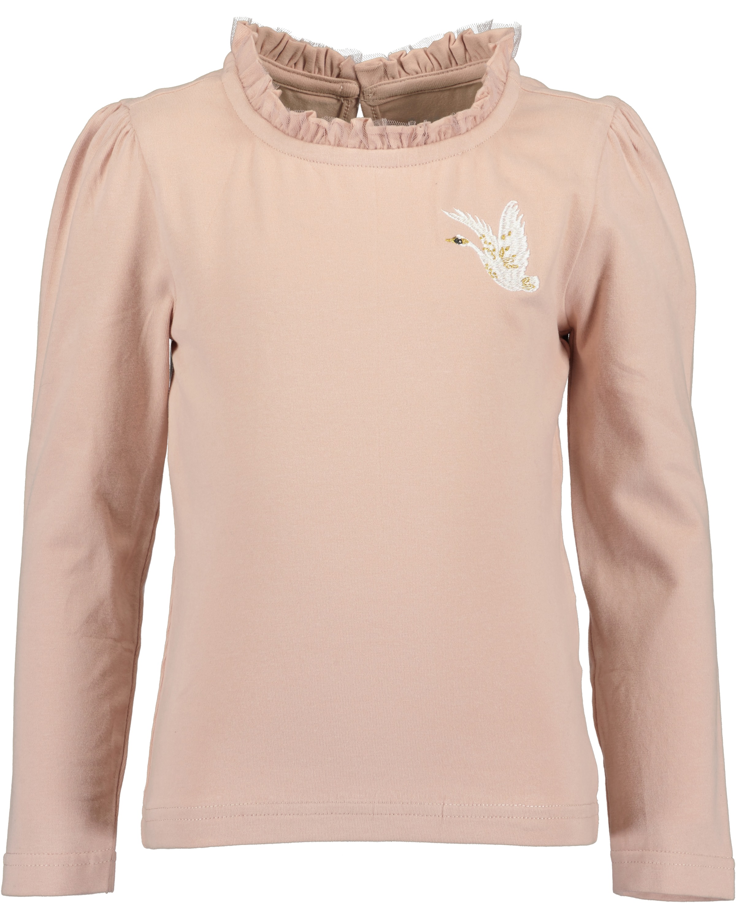 Blue Seven Langarmshirt mit schmalem Tüll-Stehkragen und dezent geraffte Puffärmel