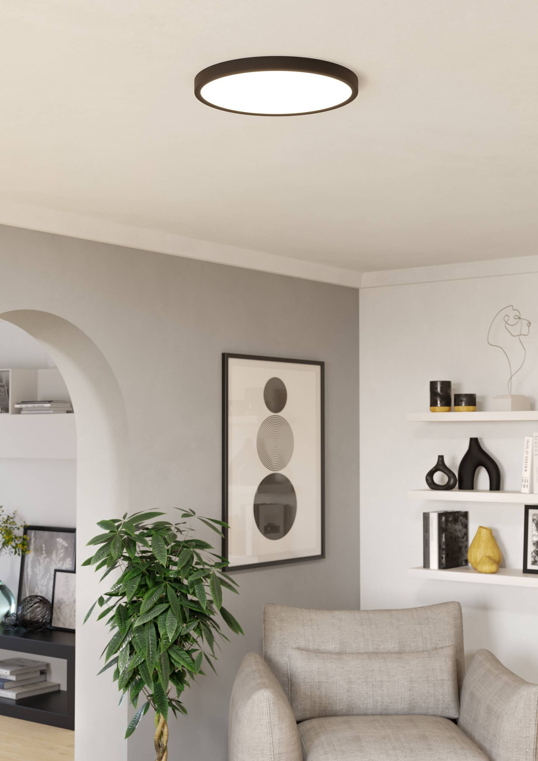 EGLO Aufbauleuchte »Fueva 6 Aufbaulampe, Metall und Kunststoff, Deckenbeleuchtung, Lampe« LED-Modul 1 Stk. Kaltweiß | Neutralweiß | Warmweiß Aufbauleuchte - H2,5 x Ø38,9 cm - schwarz - 17W inkl.