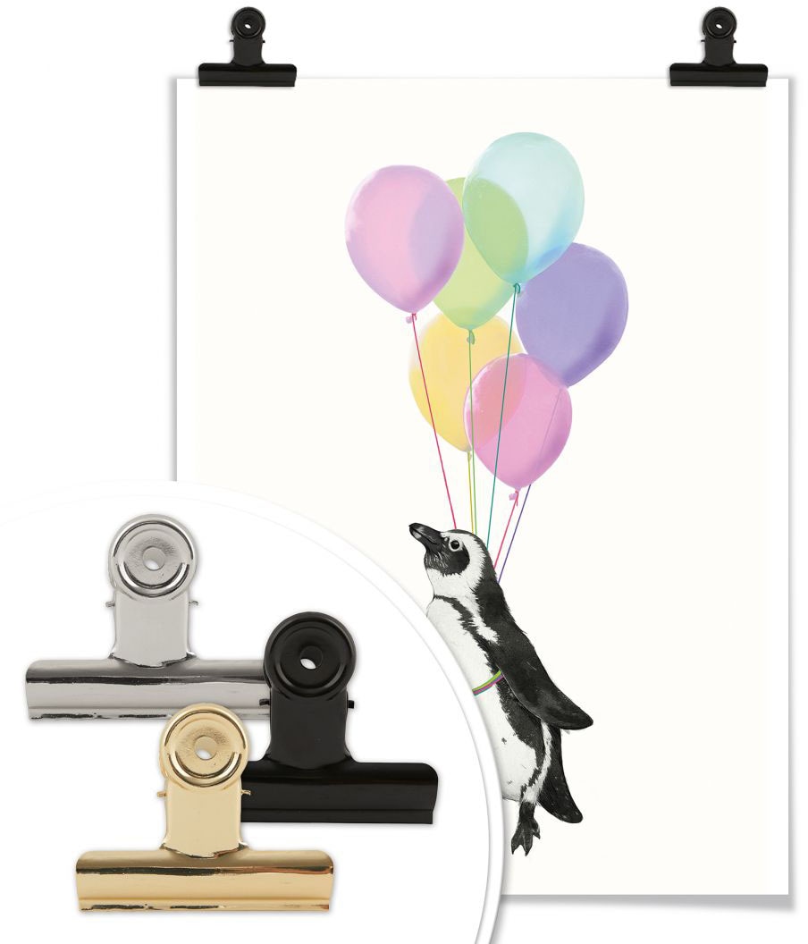 Wall-Art Poster Poster, Wandbild, Luftballon«, (1 bestellen Bild, St.), Raten »Pinguin Wandposter auf Tiere