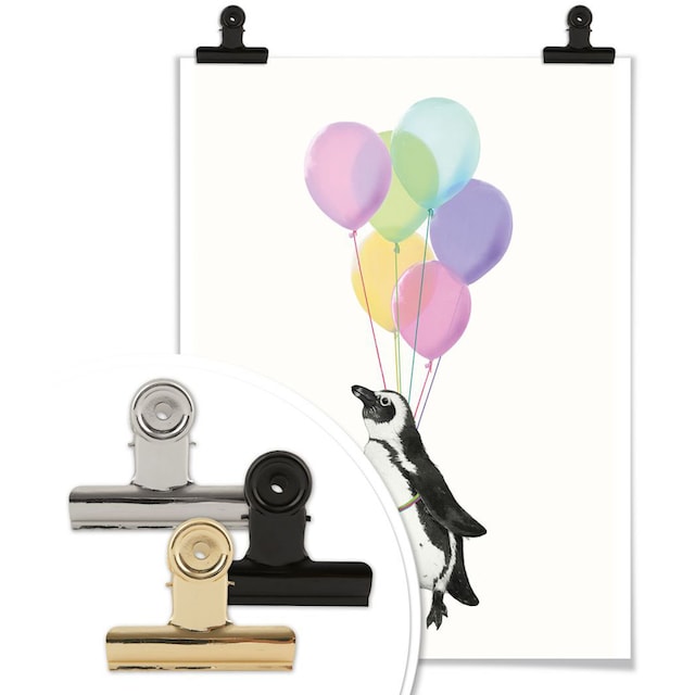 auf Poster Raten Wall-Art Tiere, Luftballon«, (1 St.), Wandposter Wandbild, »Pinguin bestellen Bild, Poster,