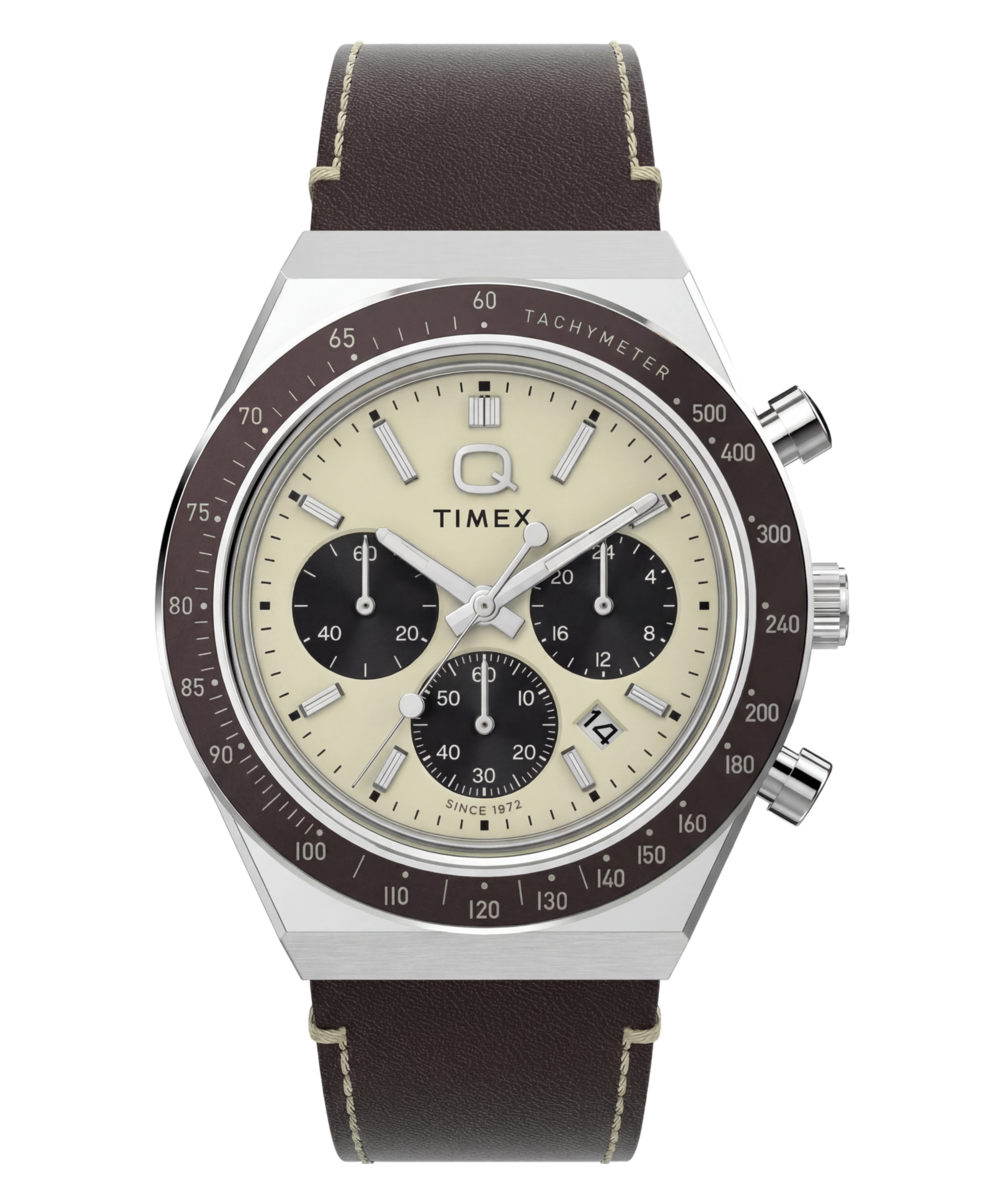 Timex Chronograph »Q Timex Chrono« Quarzuhr, Armbanduhr, Herrenuhr, Lederarmband, analog, Tag