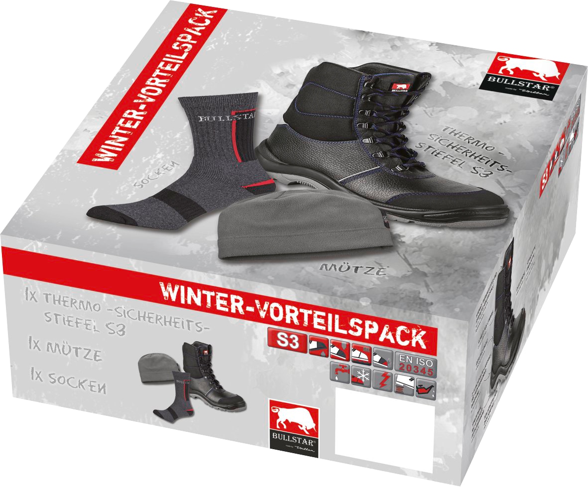 Bullstar | Jahren mit mit XXL Sicherheitsstiefel, Garantie und online Winter-Vorteilspack Mütze, S3 3 Socken kaufen