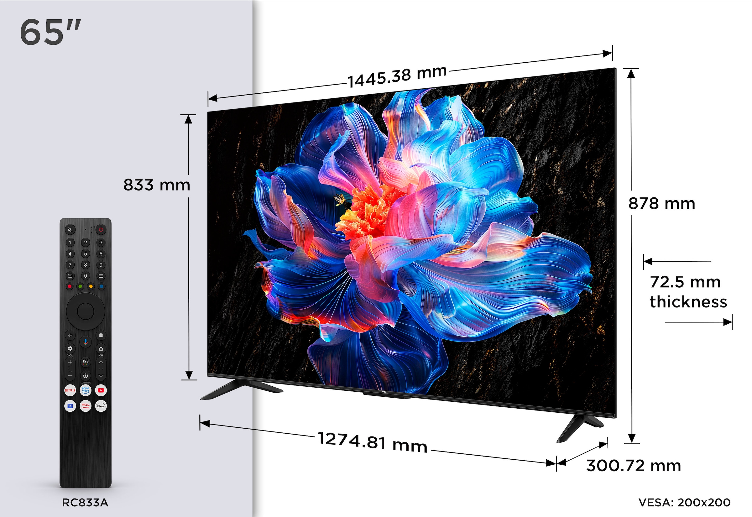 TCL LED-Fernseher »65V6CX1« 164 cm/65 Smart-TV 4K HDR, Multi-HDR, Dolby Vision, Game Master, Smart TV, Apple TV