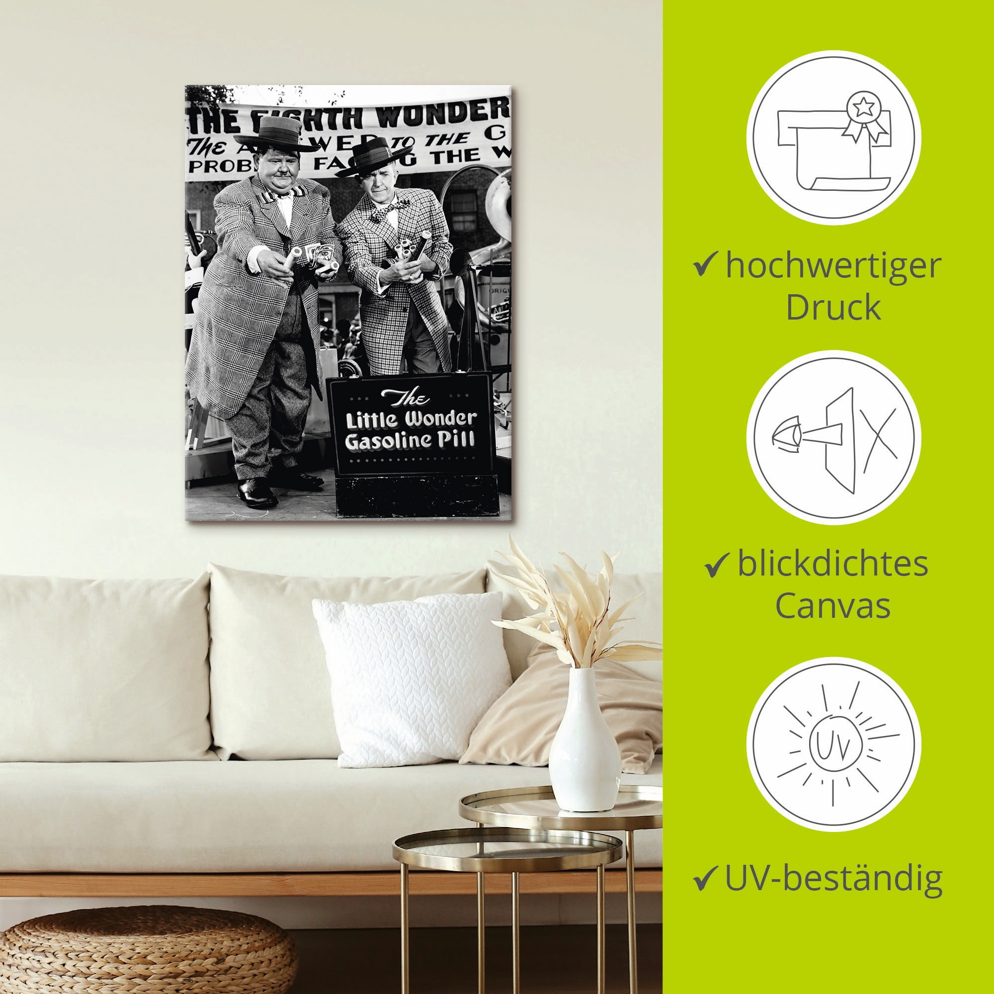 Artland Leinwandbild »Dick und Doof und die Wunderpille, 1943« Stars 1 Stk. tlg. auf Holzrahmen gespannt
