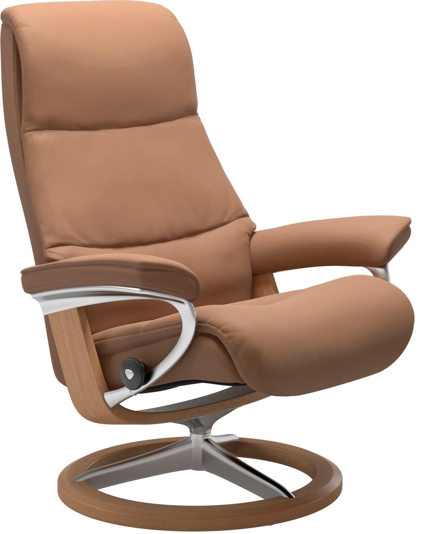 Stressless® Relaxsessel »View«, (Set, Relaxsessel mit Hocker), mit Signature Base, Größe M,Gestell Eiche