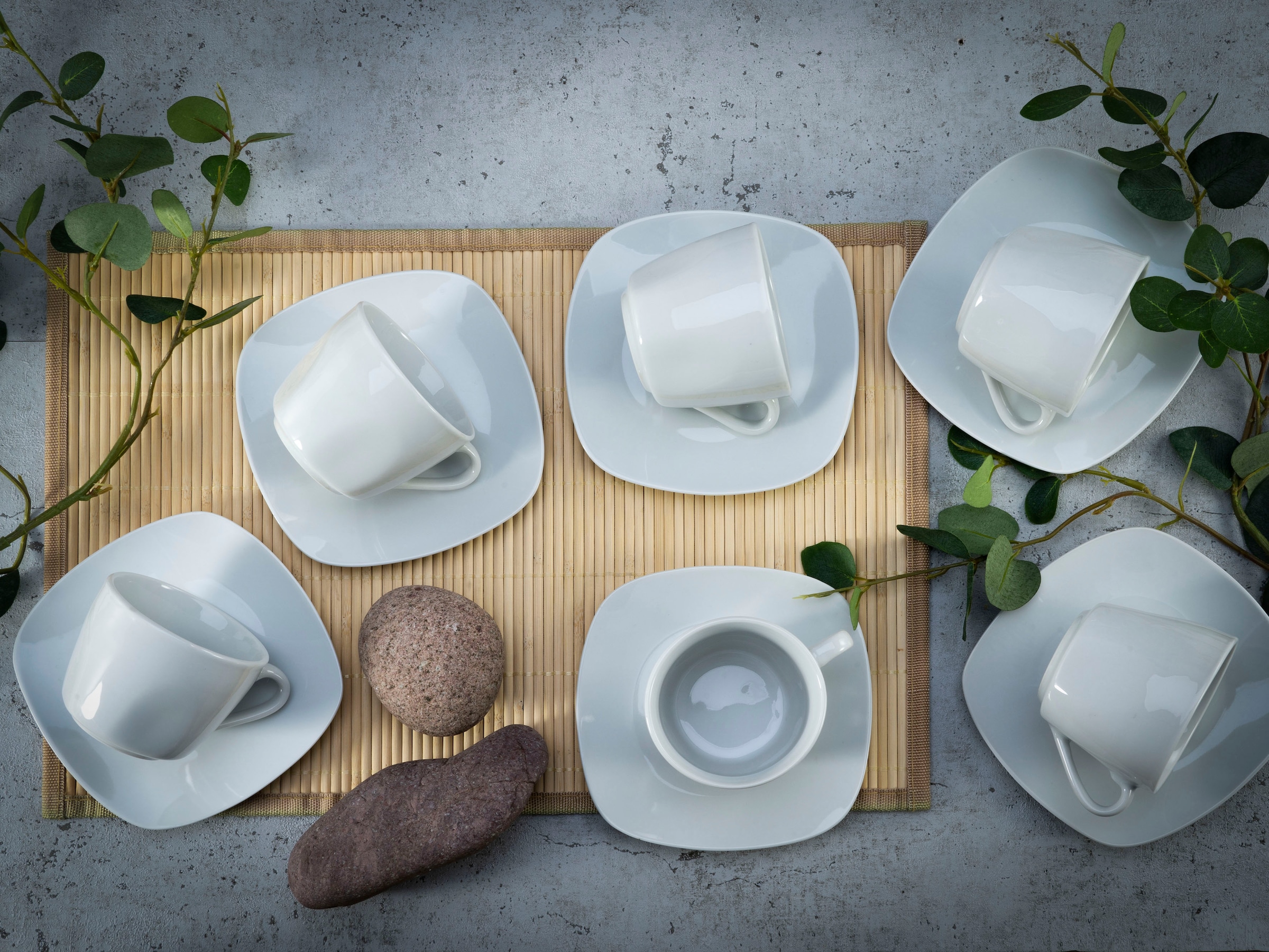 CreaTable Tasse »Square Weiss«, (Set, 12 tlg.), 200 ml, 12-teilig