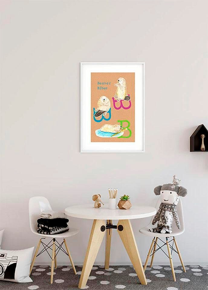 kaufen (1 Buchstaben, | Komar Kinderzimmer, online St.), mit Poster B«, 3 »ABC Jahren Animal Schlafzimmer, Wohnzimmer Garantie XXL