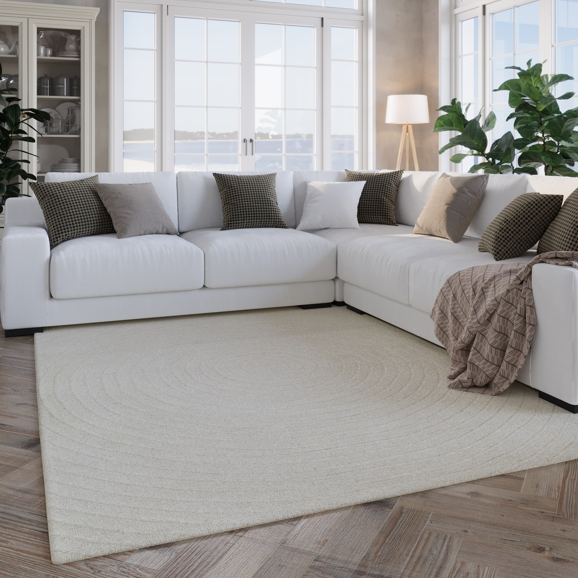 Wecon home Wollteppich »Hamptons NINETEEN«, rechteckig, 15 mm Höhe, Läufer, Schurwolle, Kurzflor, Wohn- & Schlafzimmer, Hoch-Tief-Effekt