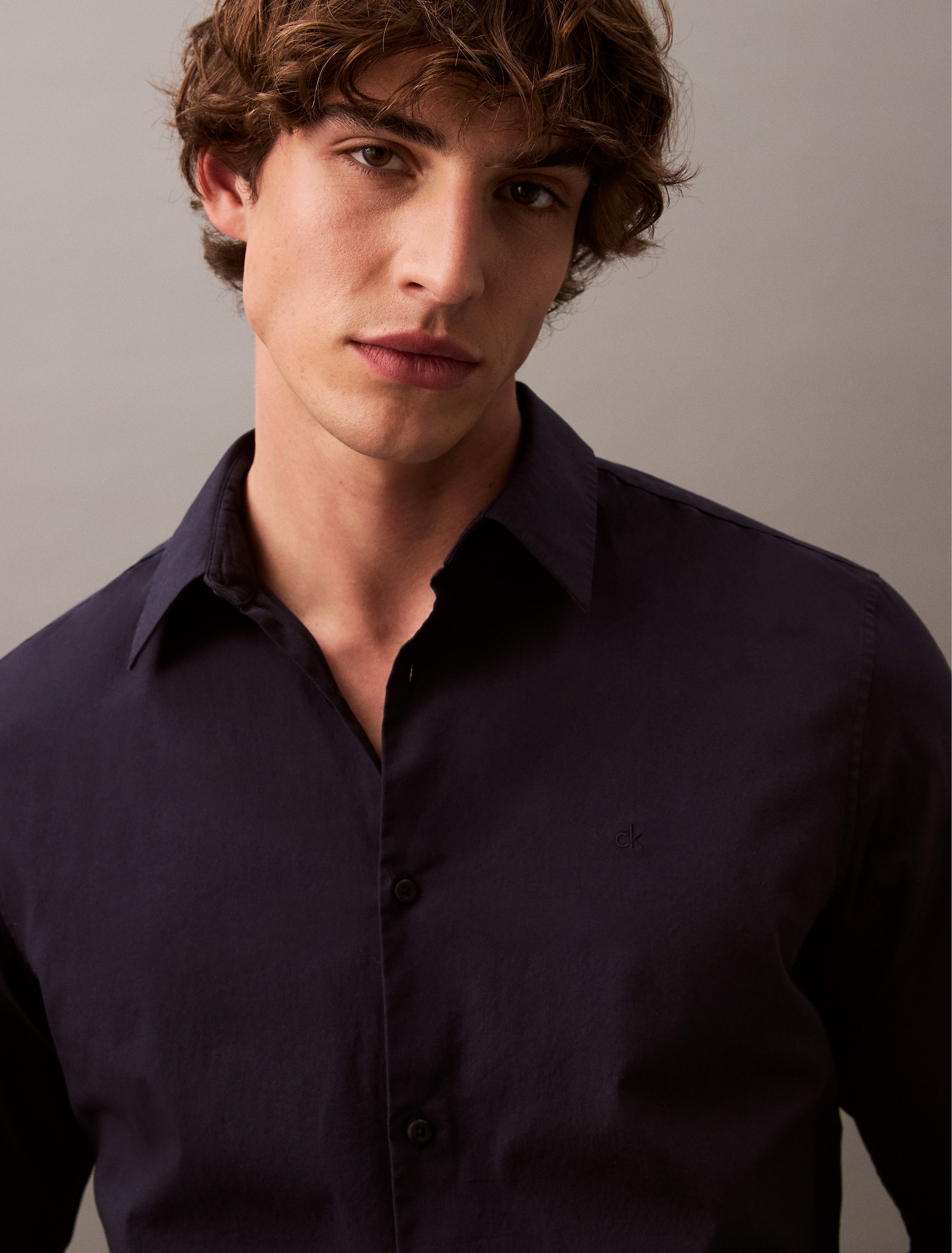 Calvin Klein Langarmhemd »LS SOLID STRETCH SLIM SHIRT«, in Unifarbe