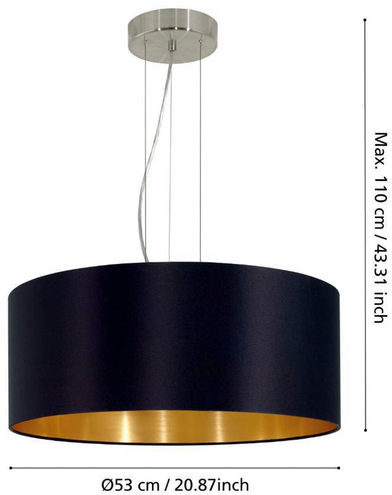 EGLO Hängeleuchte »MASERLO« E27 Pendelleuchte, Pendellampe, Wohnzimmer, Esszimmer, gemütlich, 110x53cm