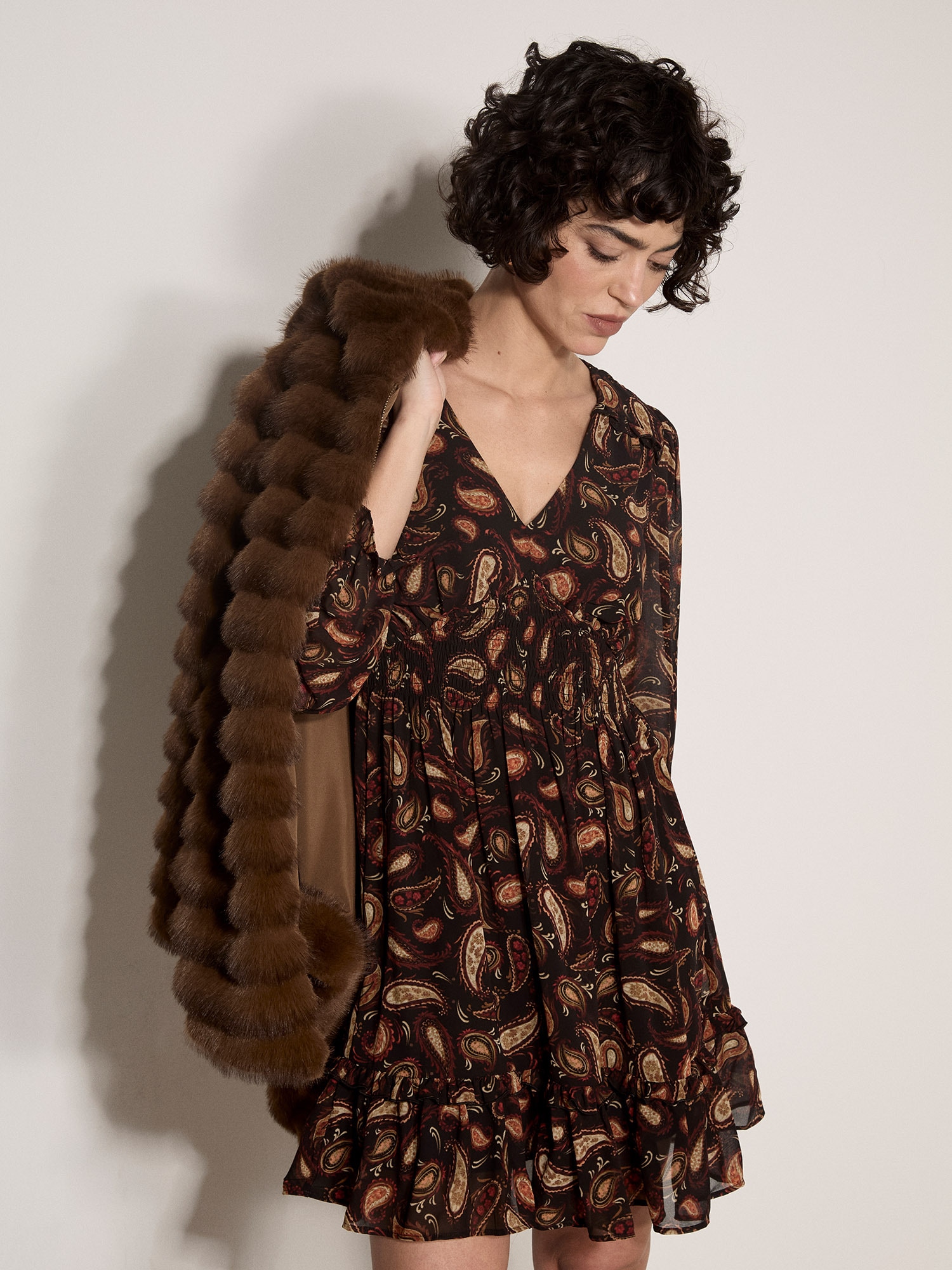 Apricot Minikleid »Chiffonkleid« mit Rüschen