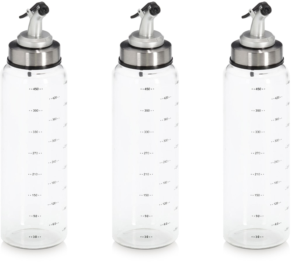 Zeller Present Menage-Set "Essig-/Ölflasche, 3-tlg." präziser Ausguss, 500 ml