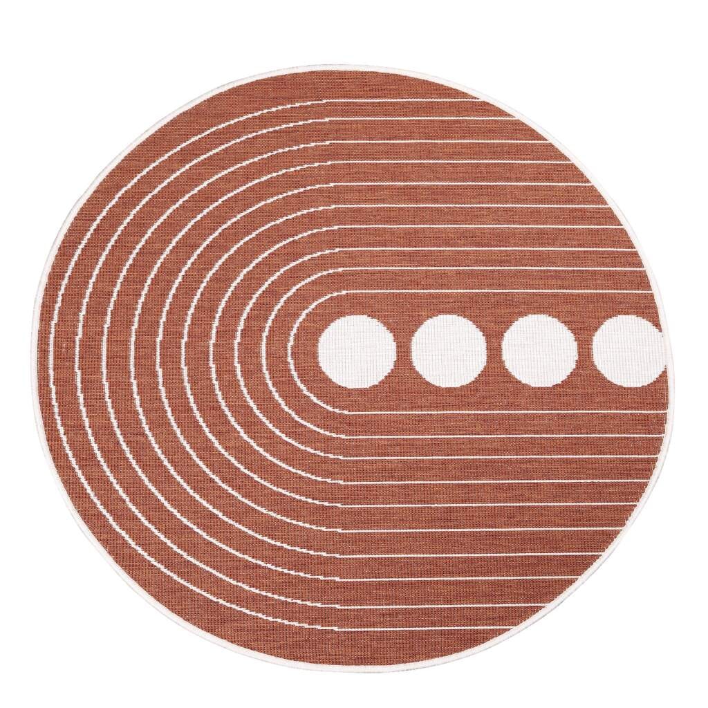 Carpet City Outdoorteppich »DUO RUG 5739«, rund, 5 mm Höhe, Wendeteppich Wetterfest In- & Outdoor, Balkon, Terrasse, Wohnzimmer